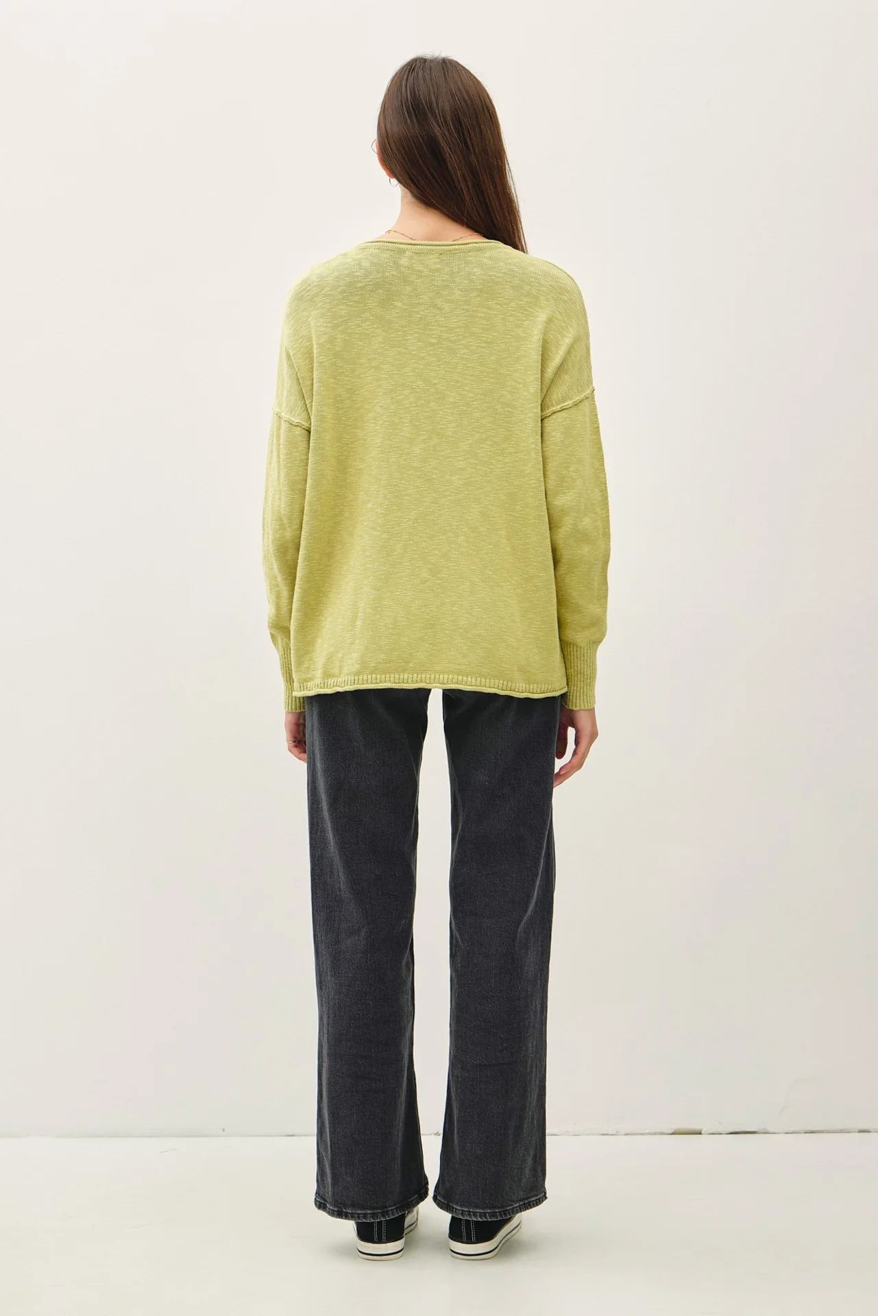 Lime Heather Unfinished Hem Sweater - Image 4