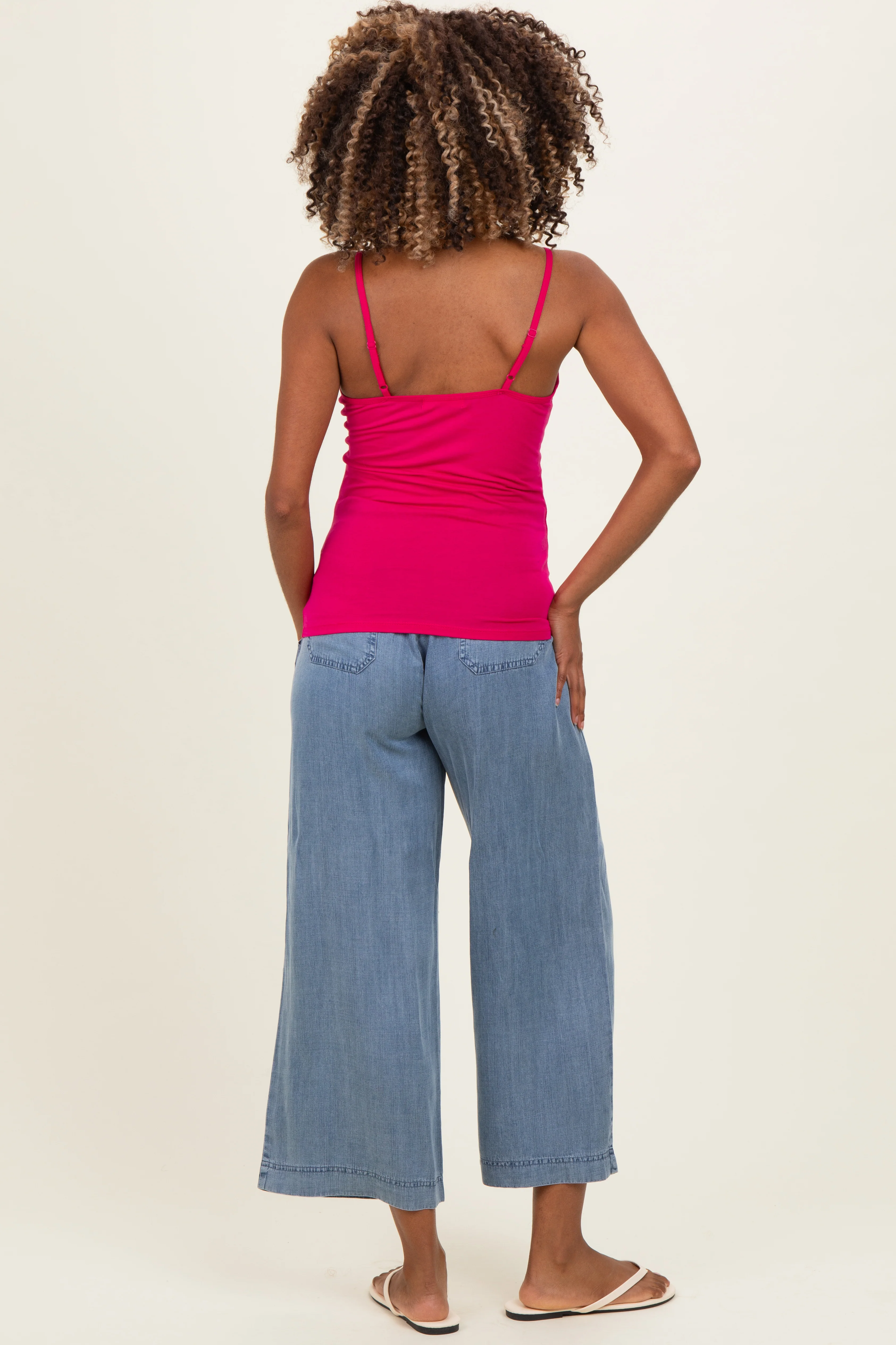 Magenta Basic Adjustable Strap Maternity Cami - Image 4