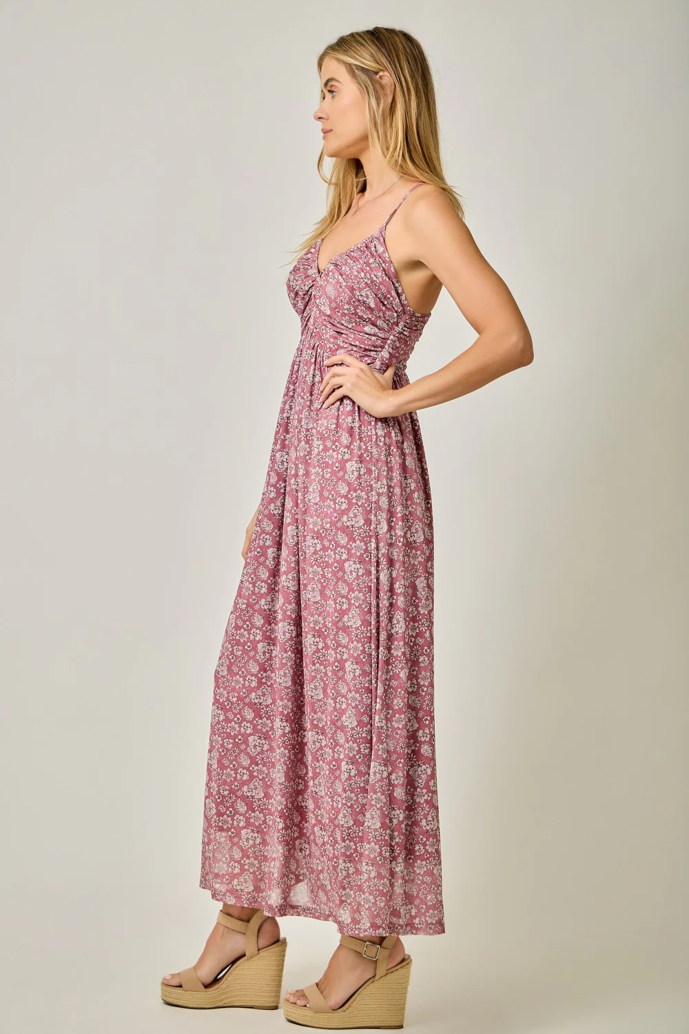 Mauve Criss-Cross Back Mesh Dress - Image 3