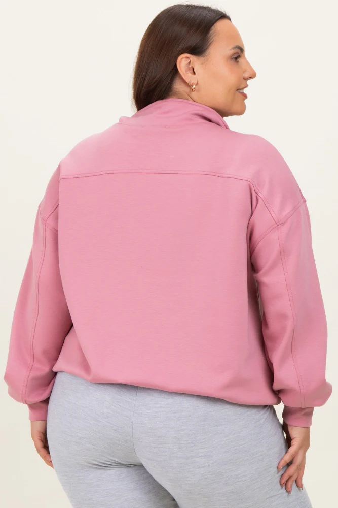 Mauve Half Zip Plus Pullover - Image 4