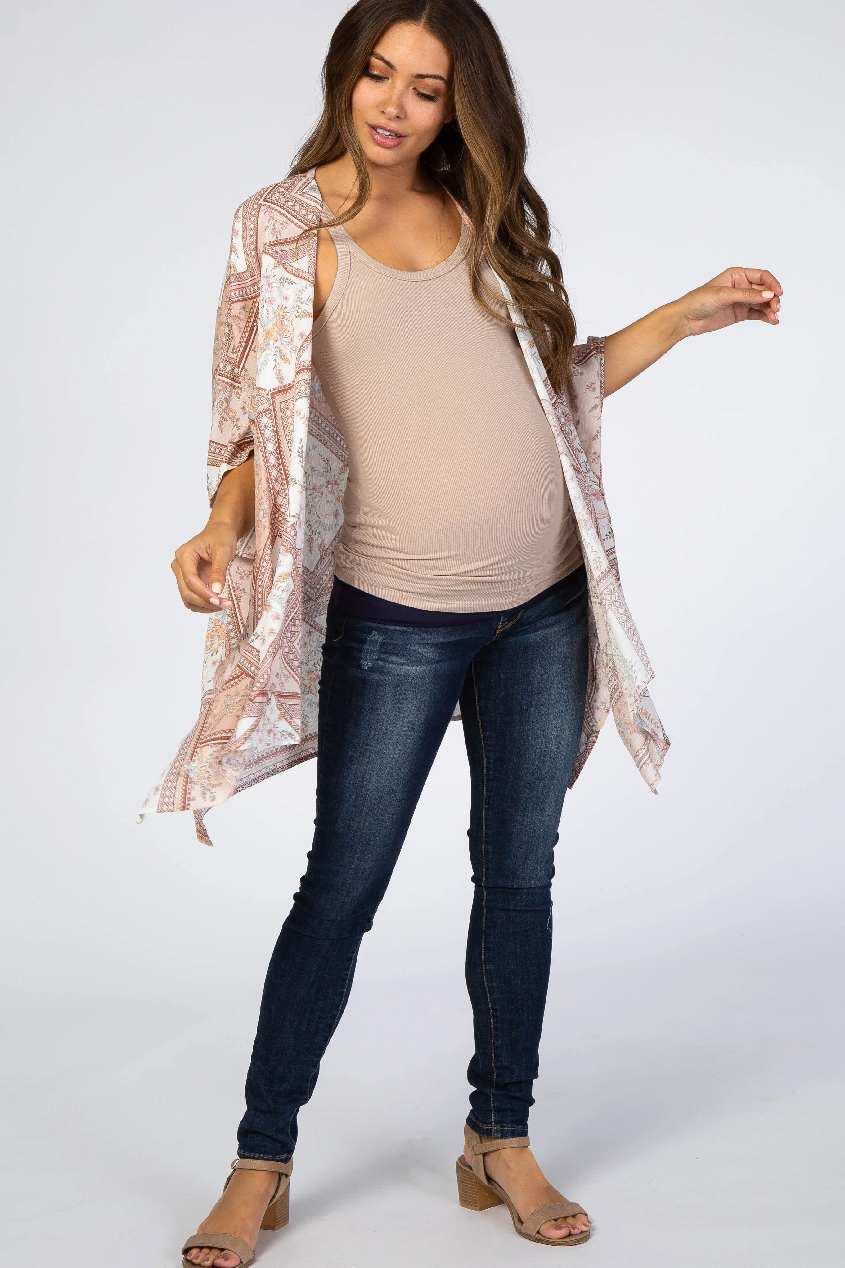 Mauve Printed Maternity Cover Up - Image 4