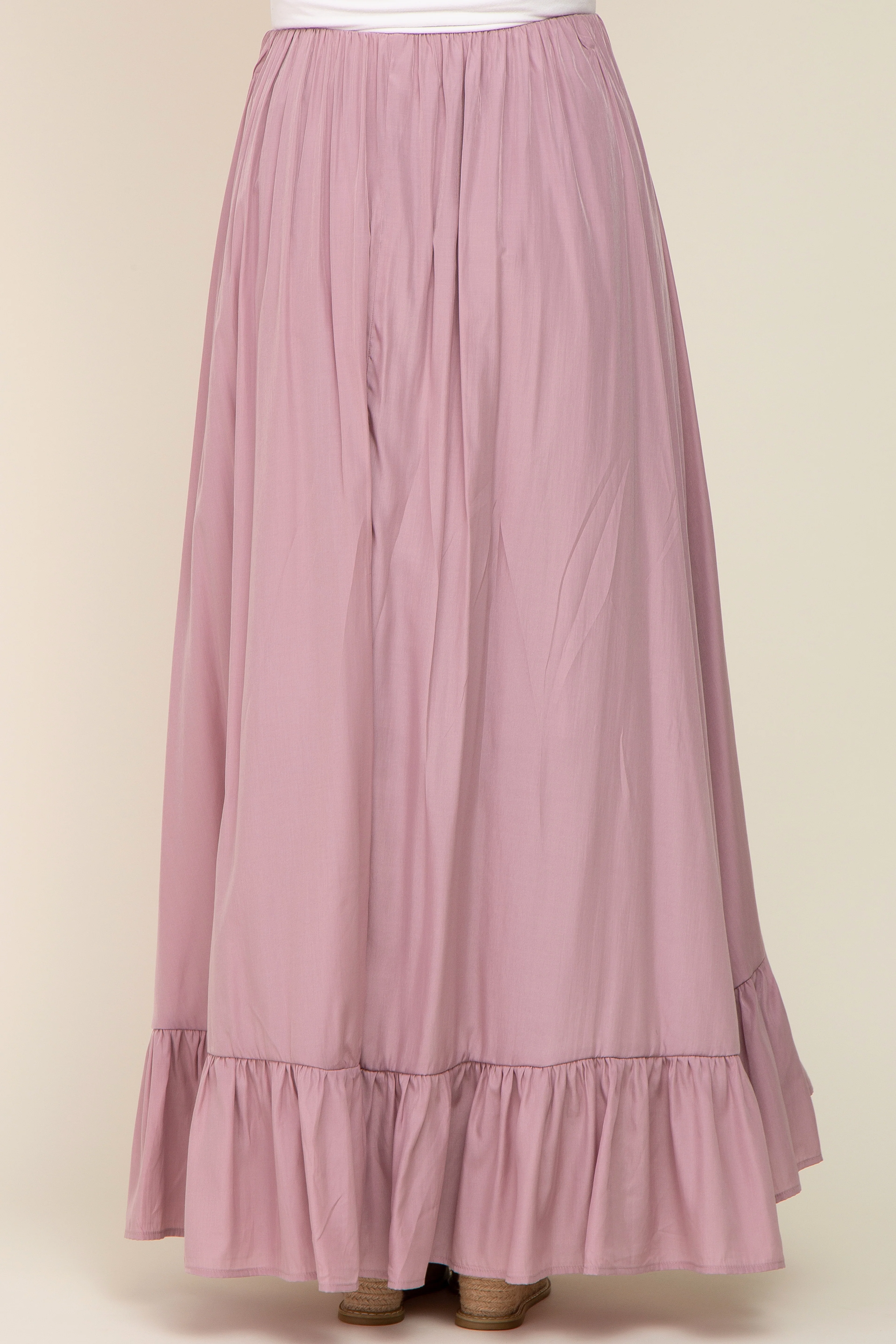 Mauve Ruffle Hem Maternity Maxi Skirt - Image 4