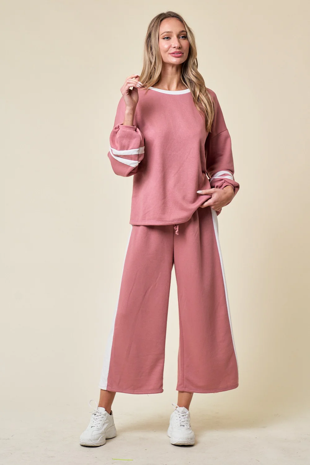 Mauve Striped Long Sleeve Maternity Set - Image 7