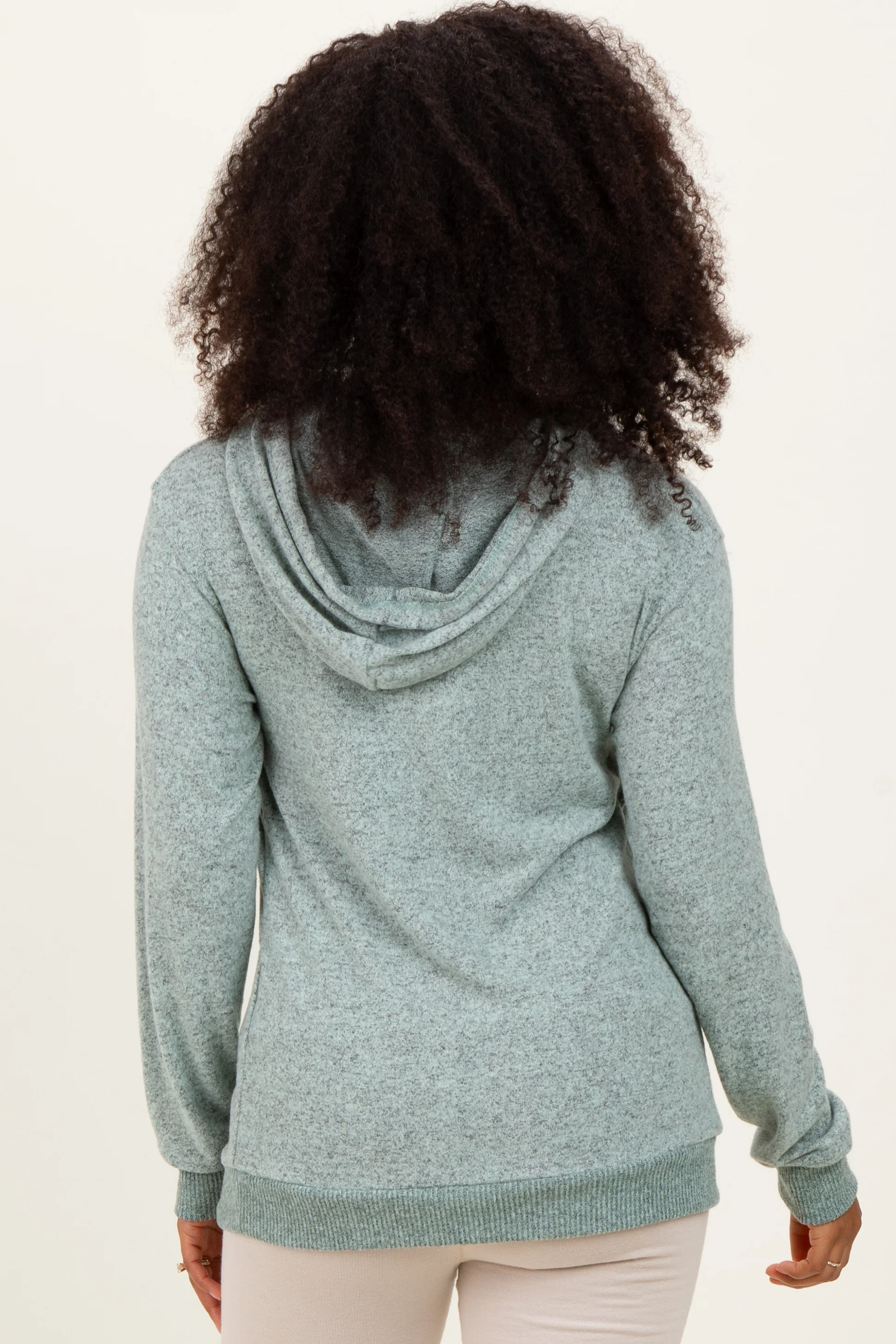 Mint Double Layer Long Sleeve Nursing Hoodie - Image 3