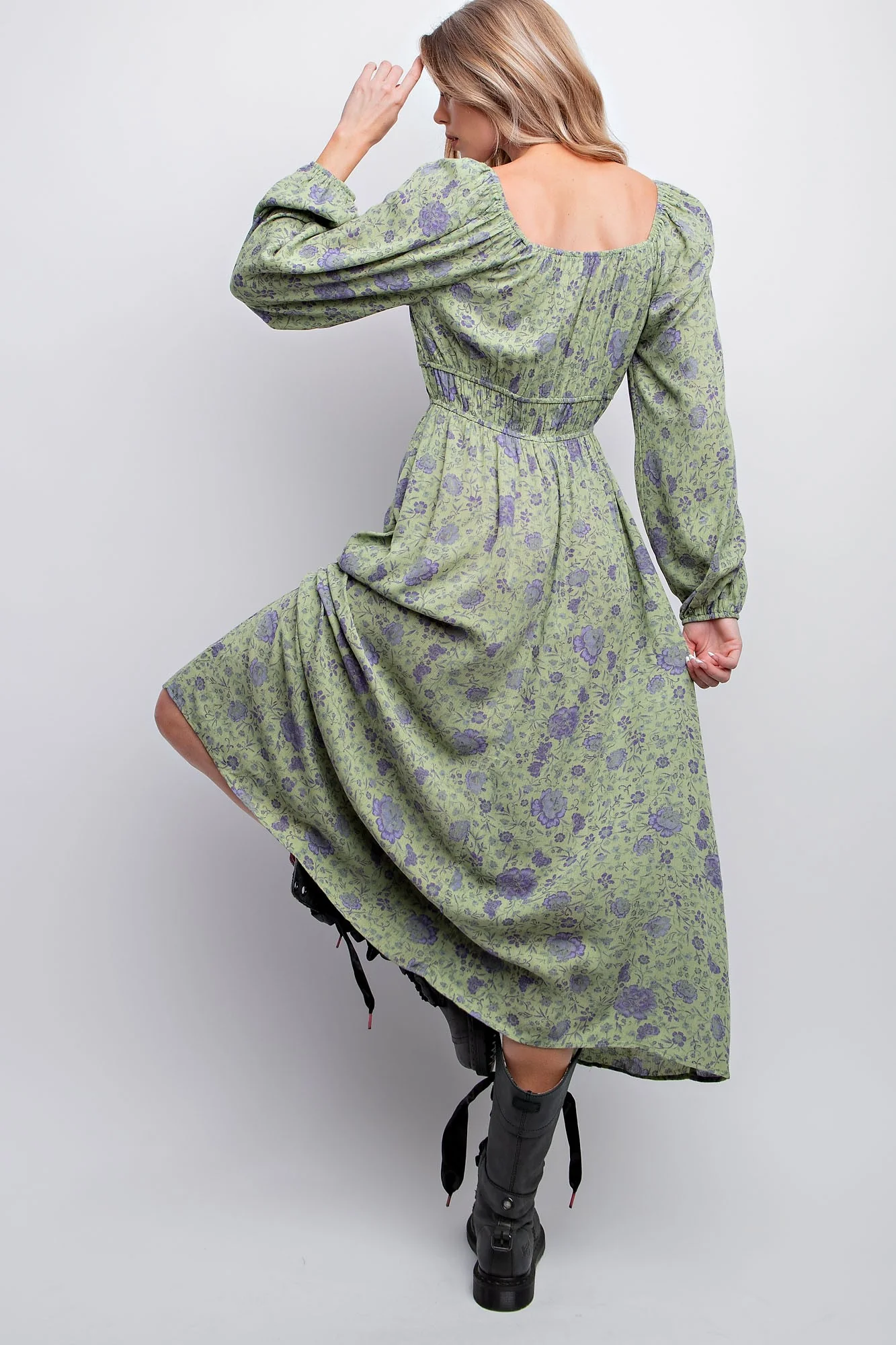 Mint Floral Printed Gauze Maxi Dress - Image 3