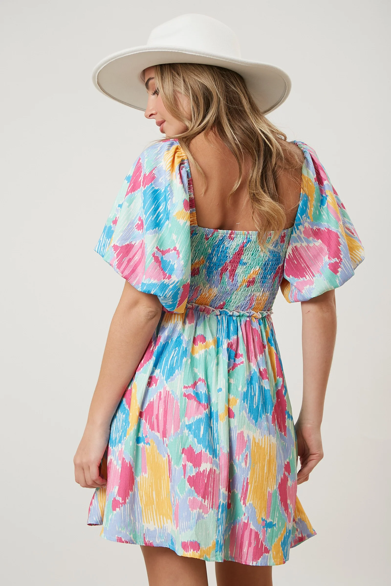 Mint Multi Color Print Smocked Dress - Image 3