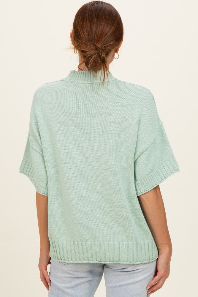 Mint Oversized Mock Neck Short Sleeve Sweater - Image 4