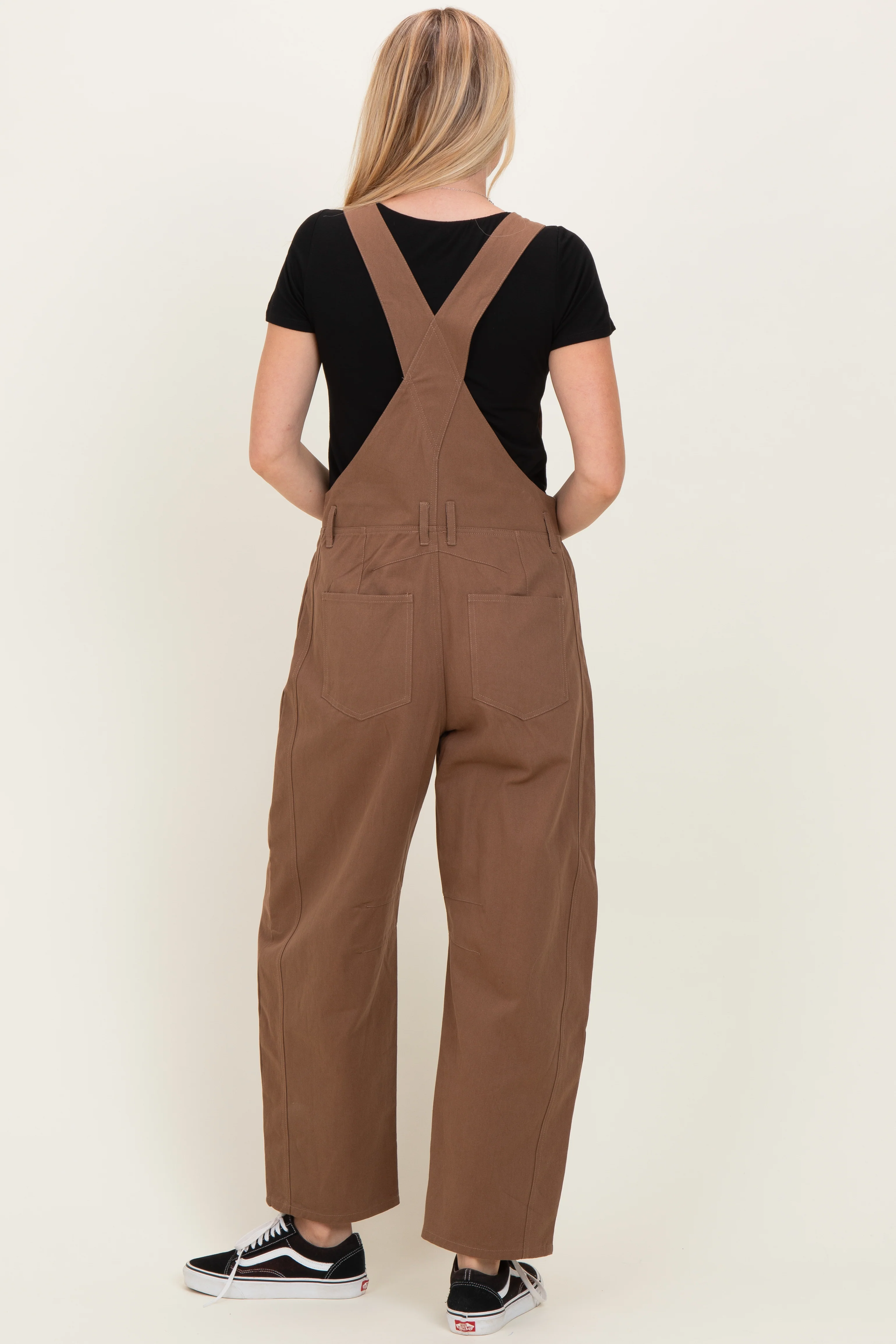 Mocha Barrel Leg Overalls - Image 5