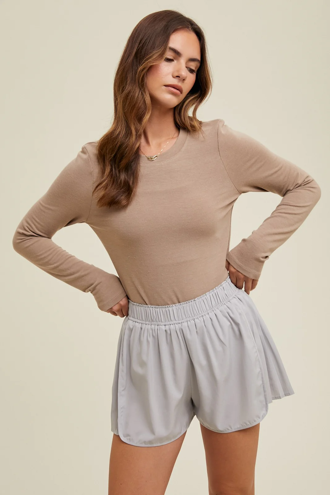 Mocha Basic Fitted Maternity Long Sleeve Top - Image 4