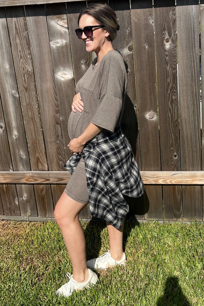 Mocha Biker Short Maternity Sleep Set - Image 10