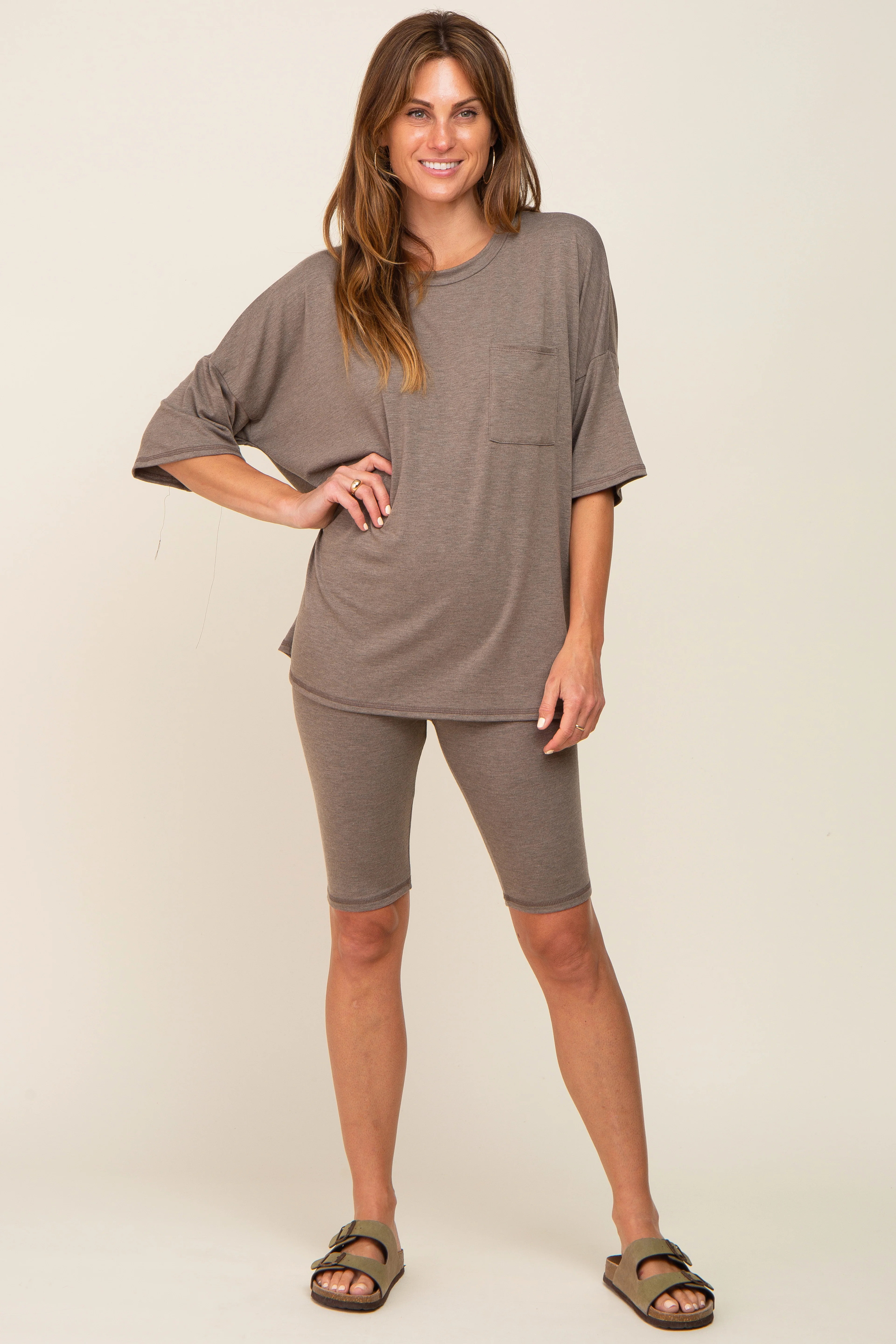 Mocha Biker Short Sleep Set - Image 4
