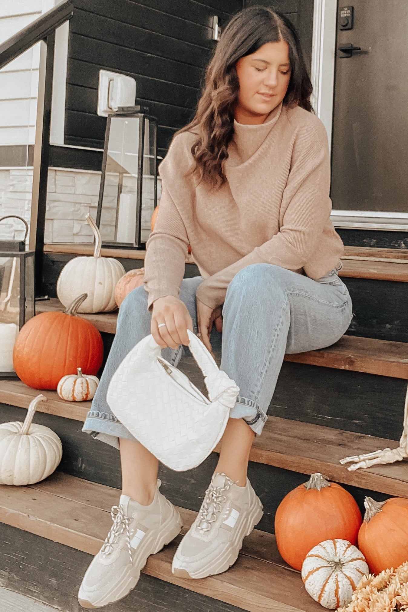 Mocha Funnel Neck Dolman Sleeve Maternity Sweater - Image 5