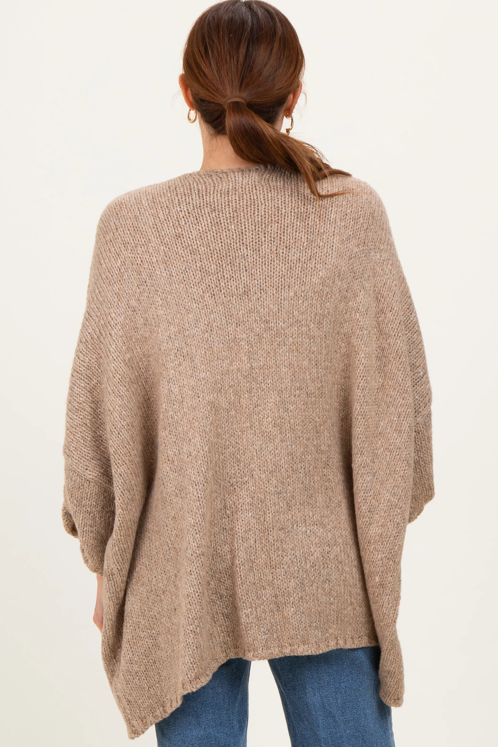 Mocha Oversized Cuffed Sleeve Cardigan - Image 4