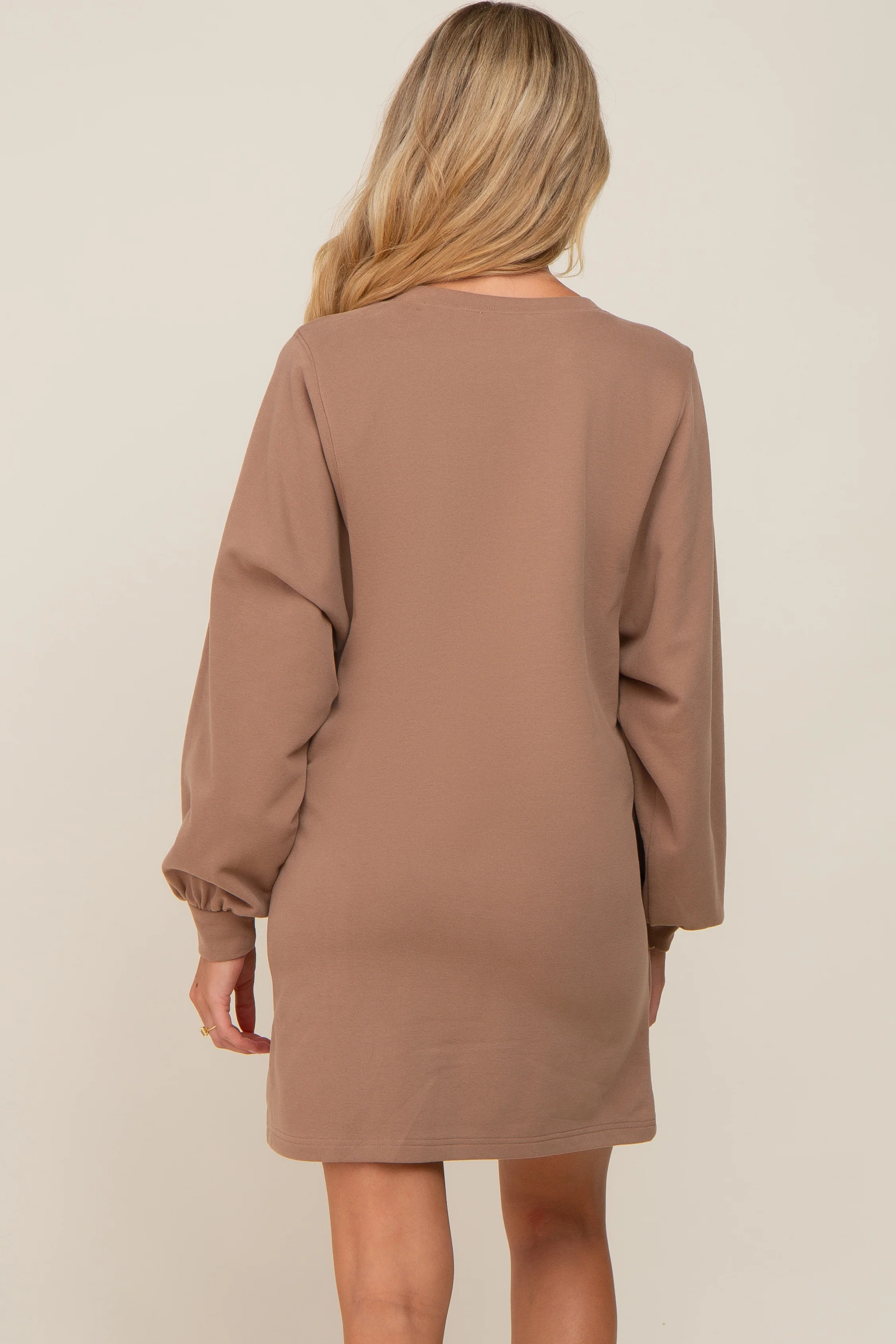 Mocha Ultra Soft Maternity Sweatshirt Dress - Image 3