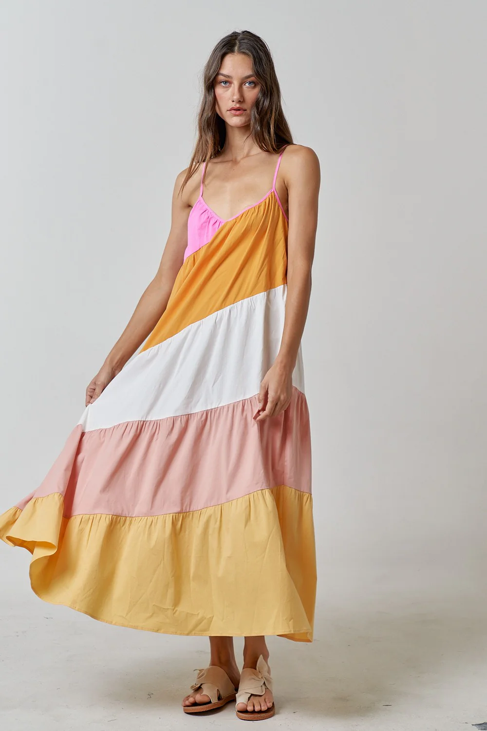 Multi-Color Sleeveless Maternity Maxi Dress - Image 6