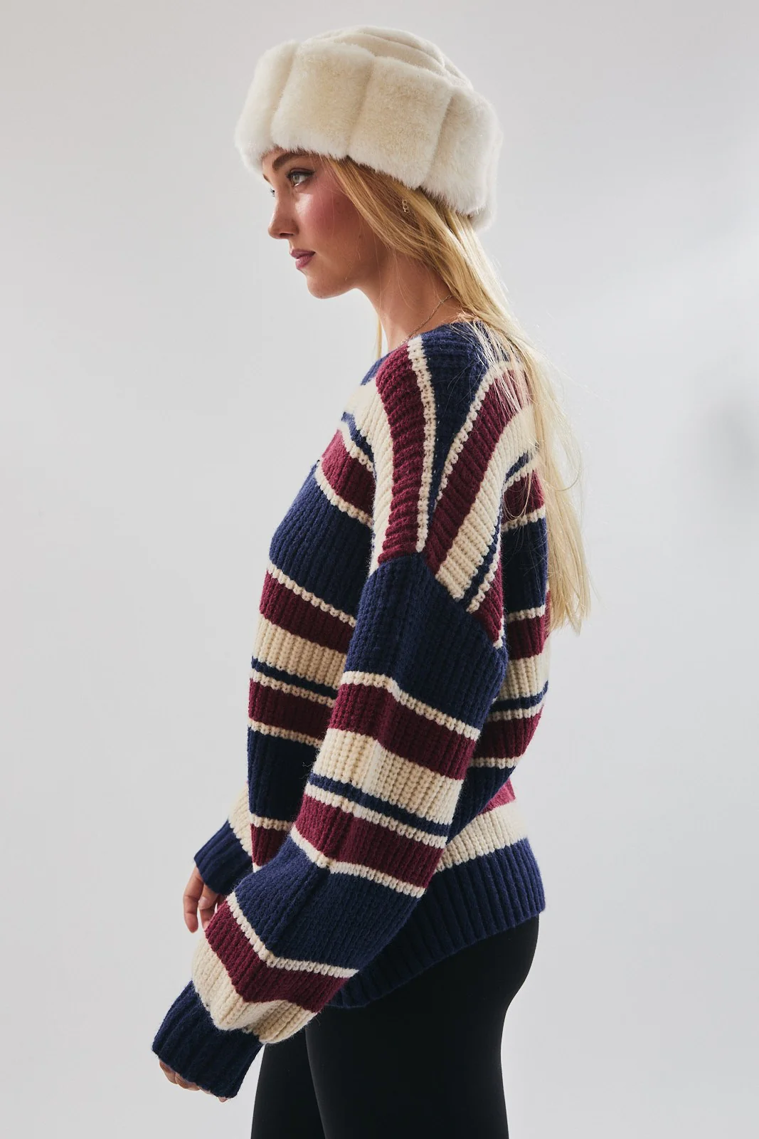 Multicolor Striped Chunky Knit Sweater - Image 3