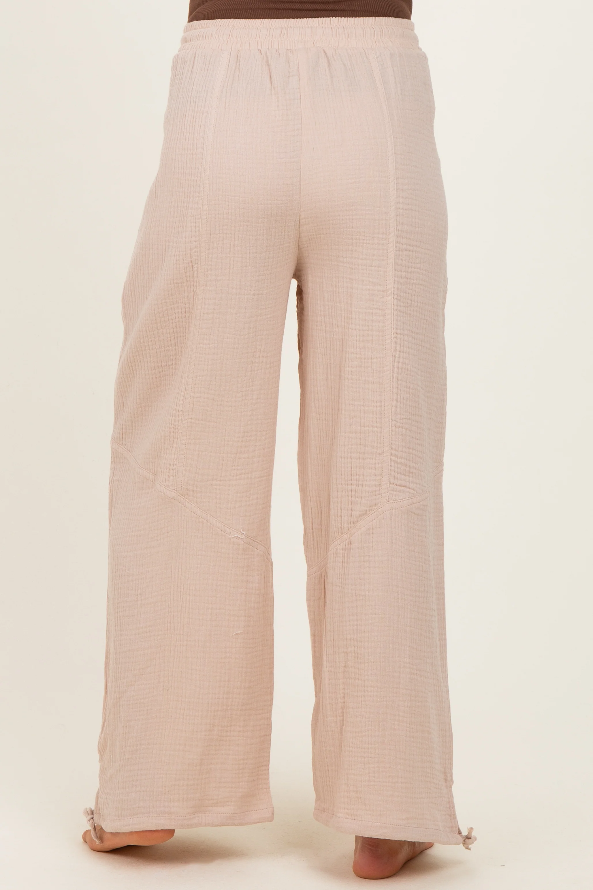 Natural Gauze Cinched Hem Maternity Pants - Image 4