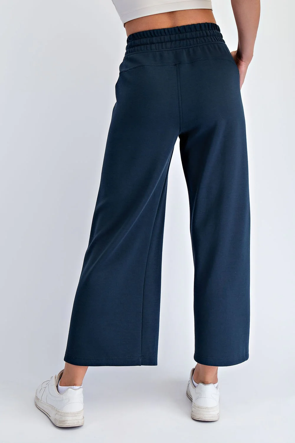 Navy Ankle Wide Leg Lounge Pants - Image 3