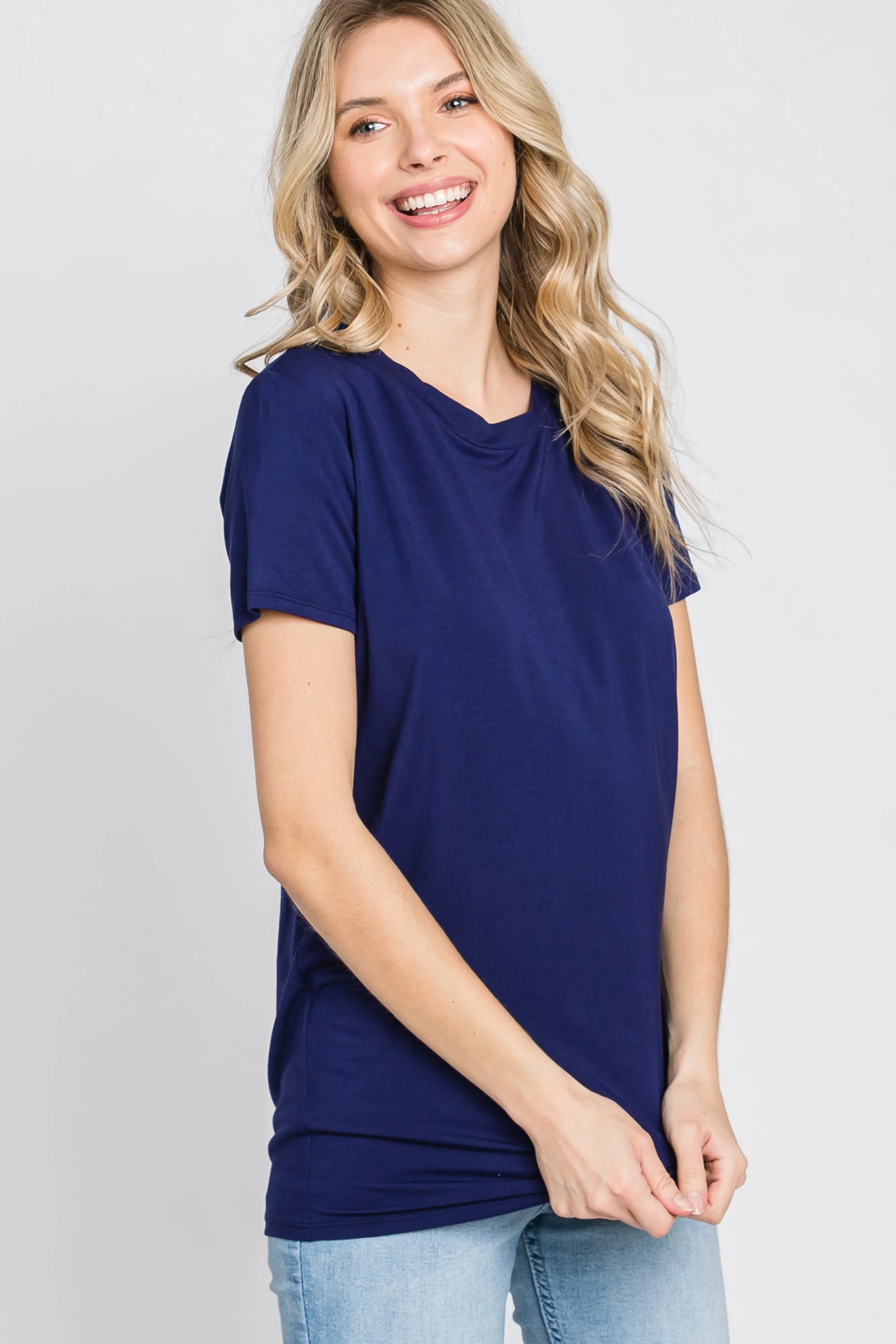 Navy Basic Short Sleeve Top - Image 10