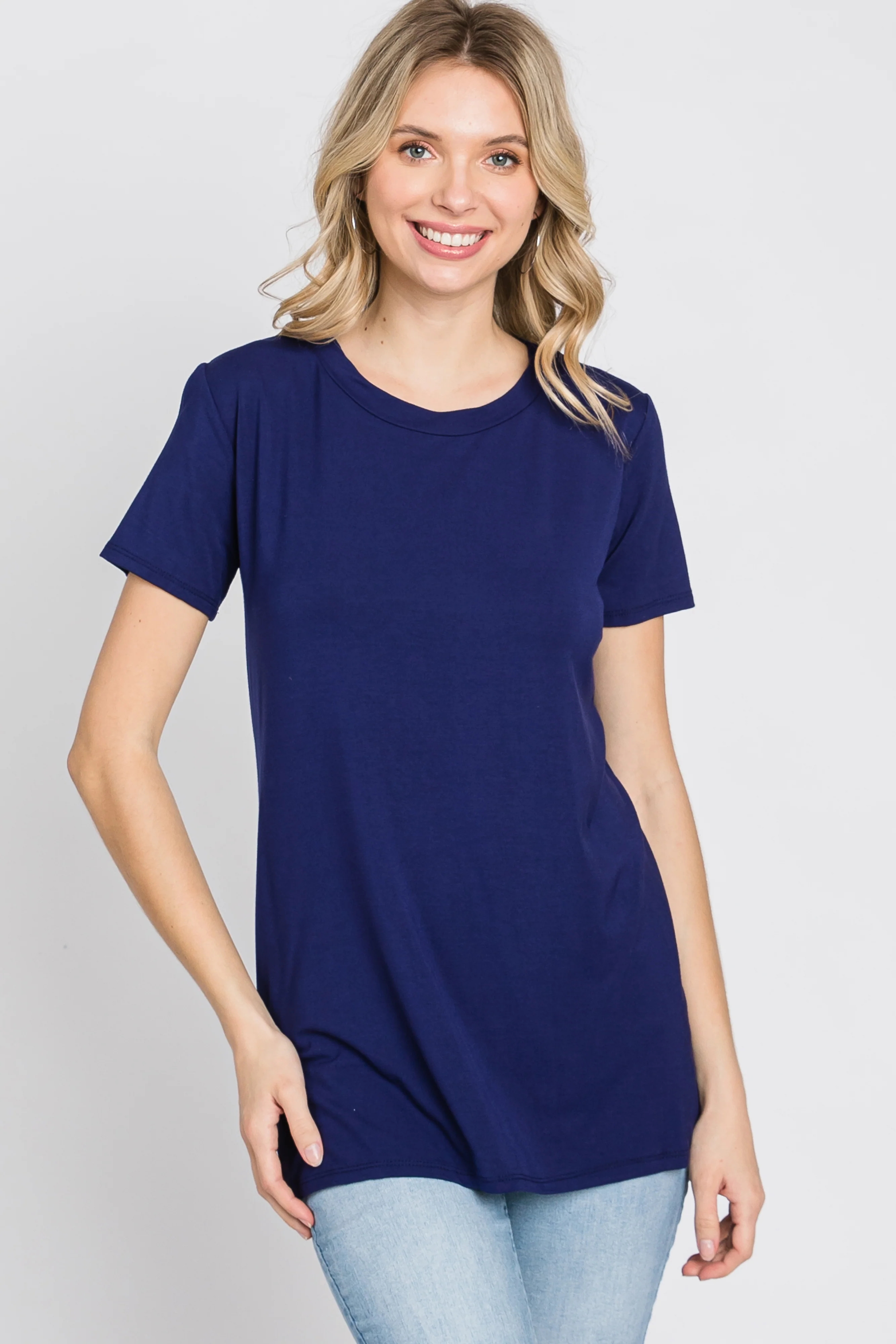 Navy Basic Short Sleeve Top - Image 4