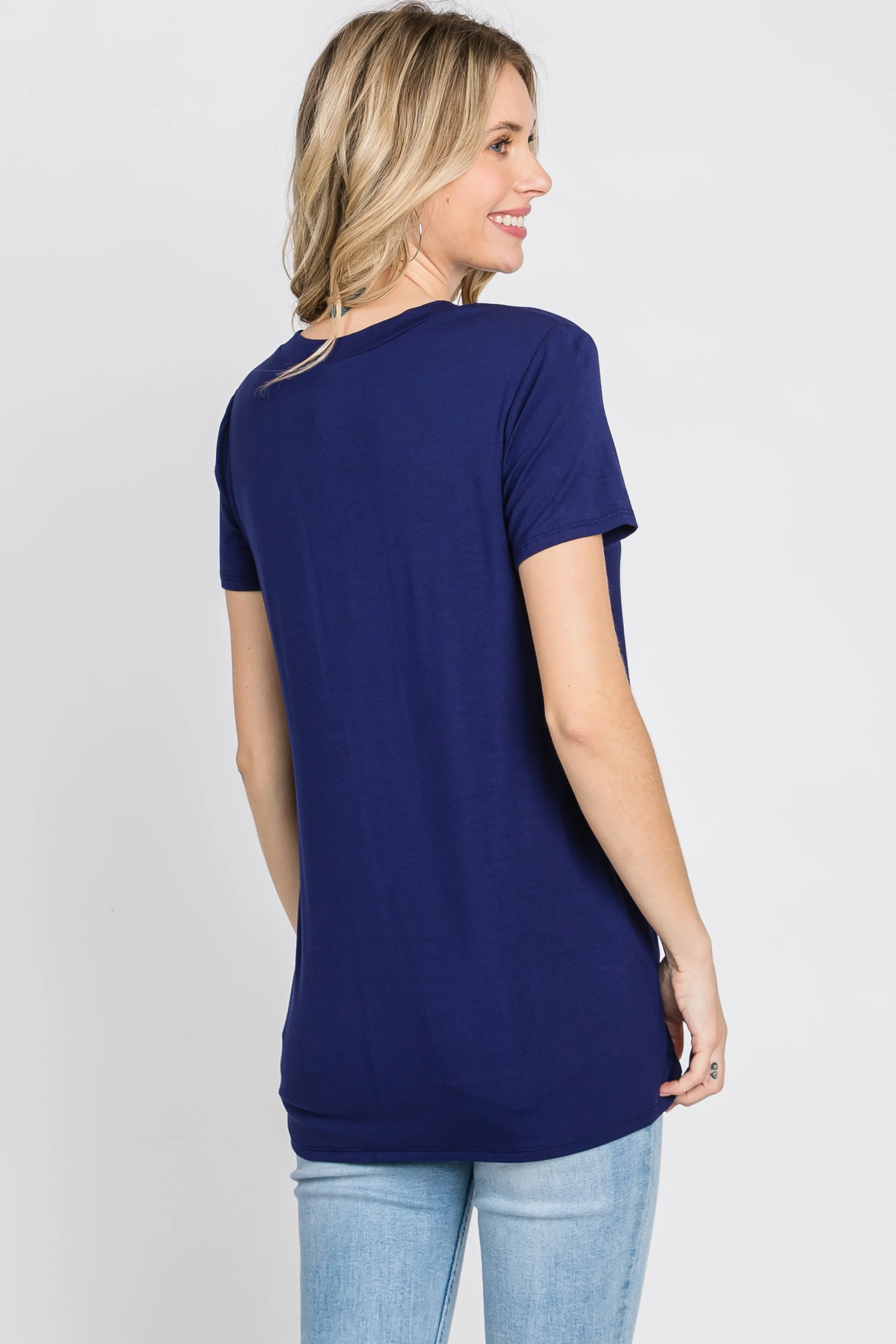 Navy Basic Short Sleeve Top - Image 8
