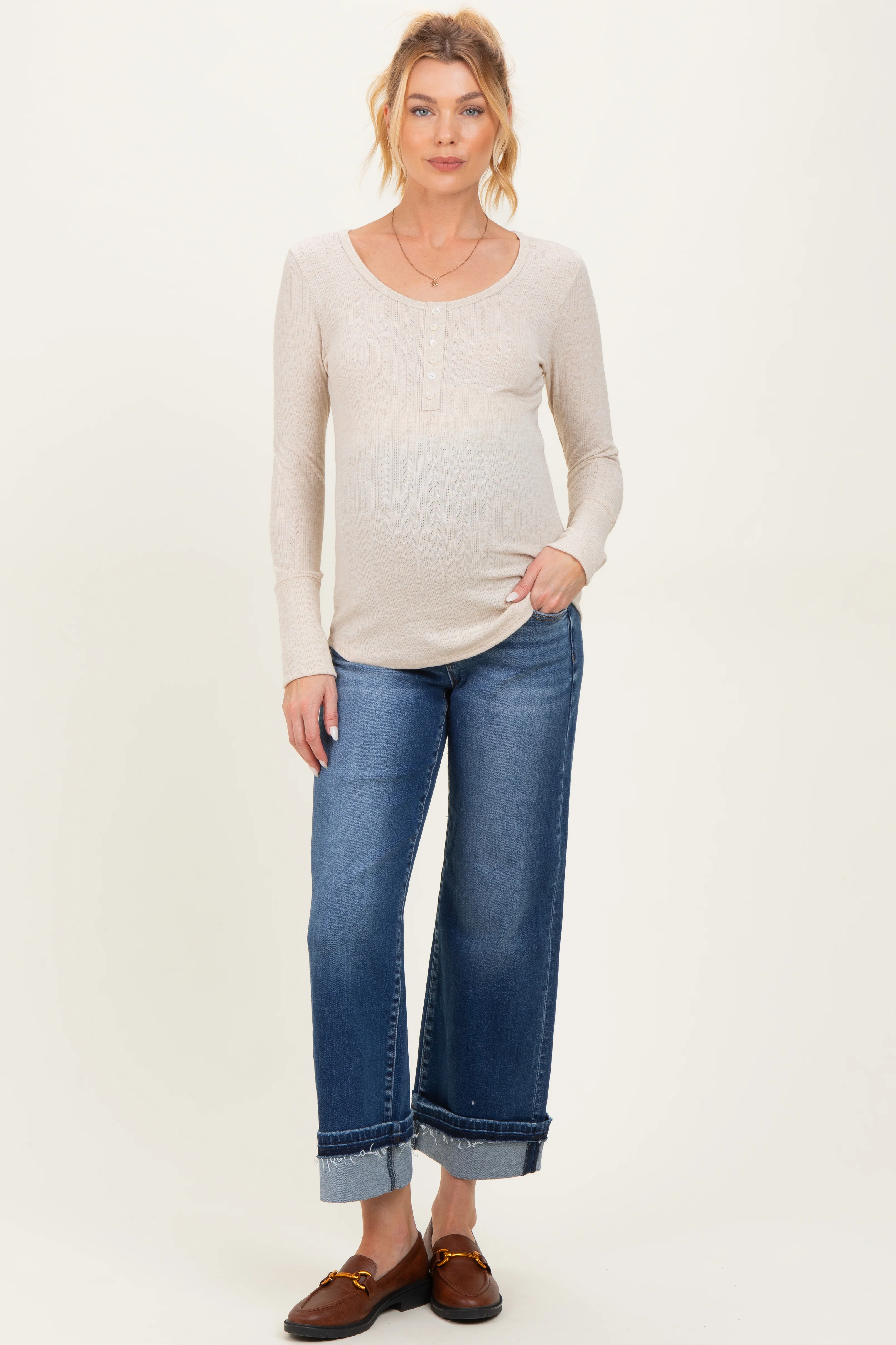 Navy Cuffed Relaxed Fit Maternity Ankle Straight Leg Jeans - Image 2
