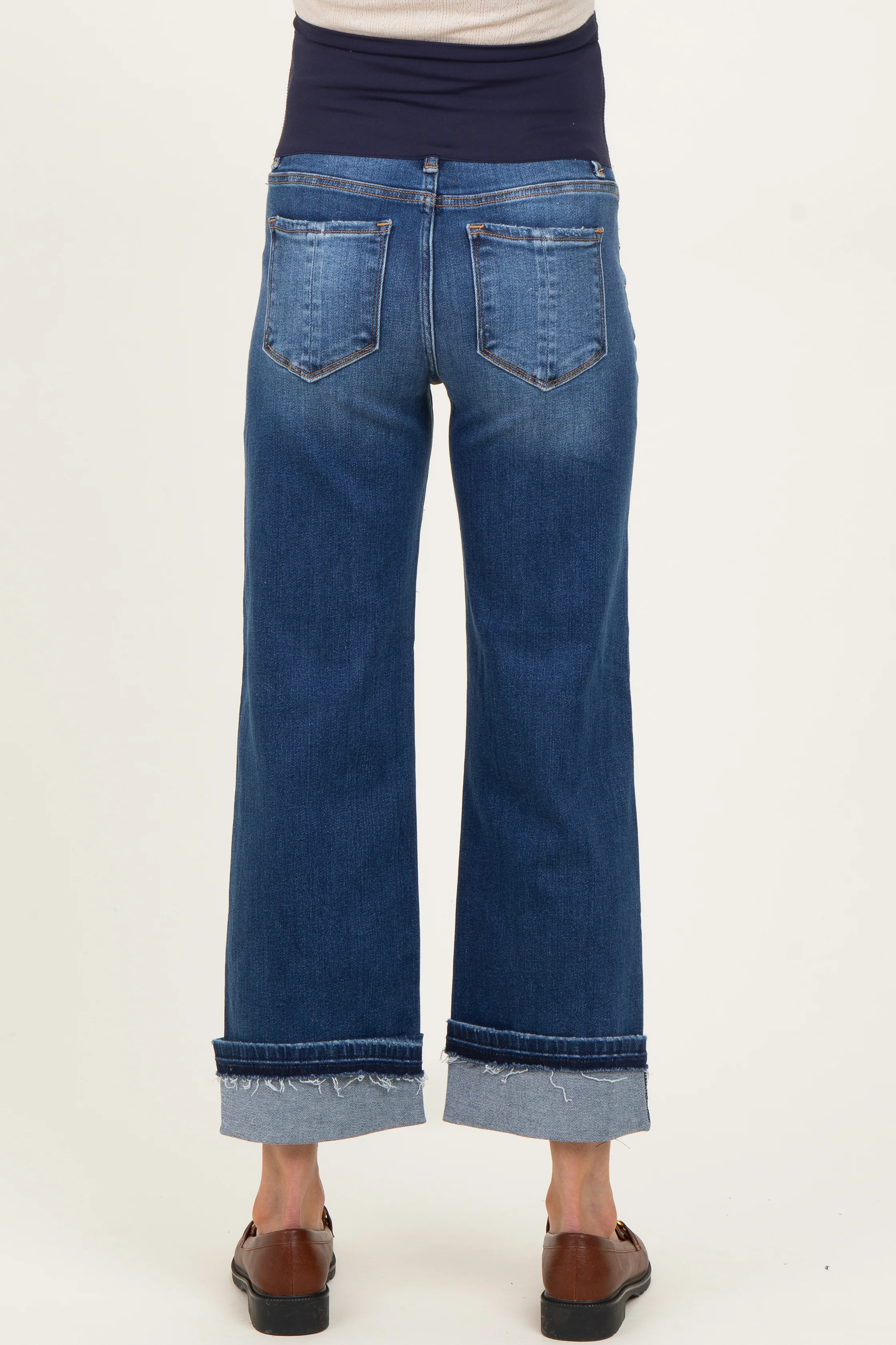 Navy Cuffed Relaxed Fit Maternity Ankle Straight Leg Jeans - Image 5