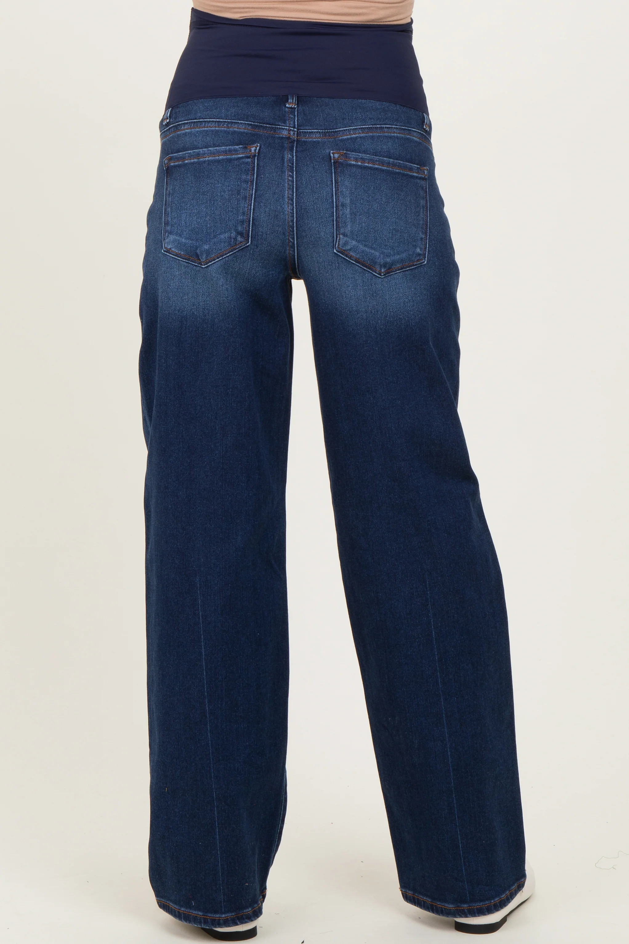 Navy Dark Wash Boyfriend Fit Maternity Jeans - Image 4