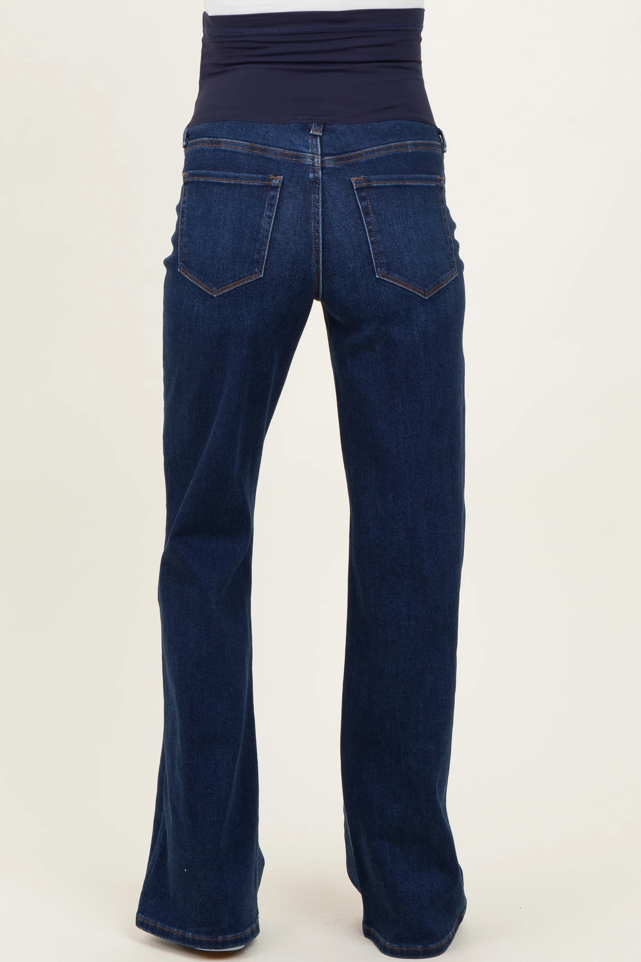 Navy Dark Wash Maternity Flare Jeans - Image 4