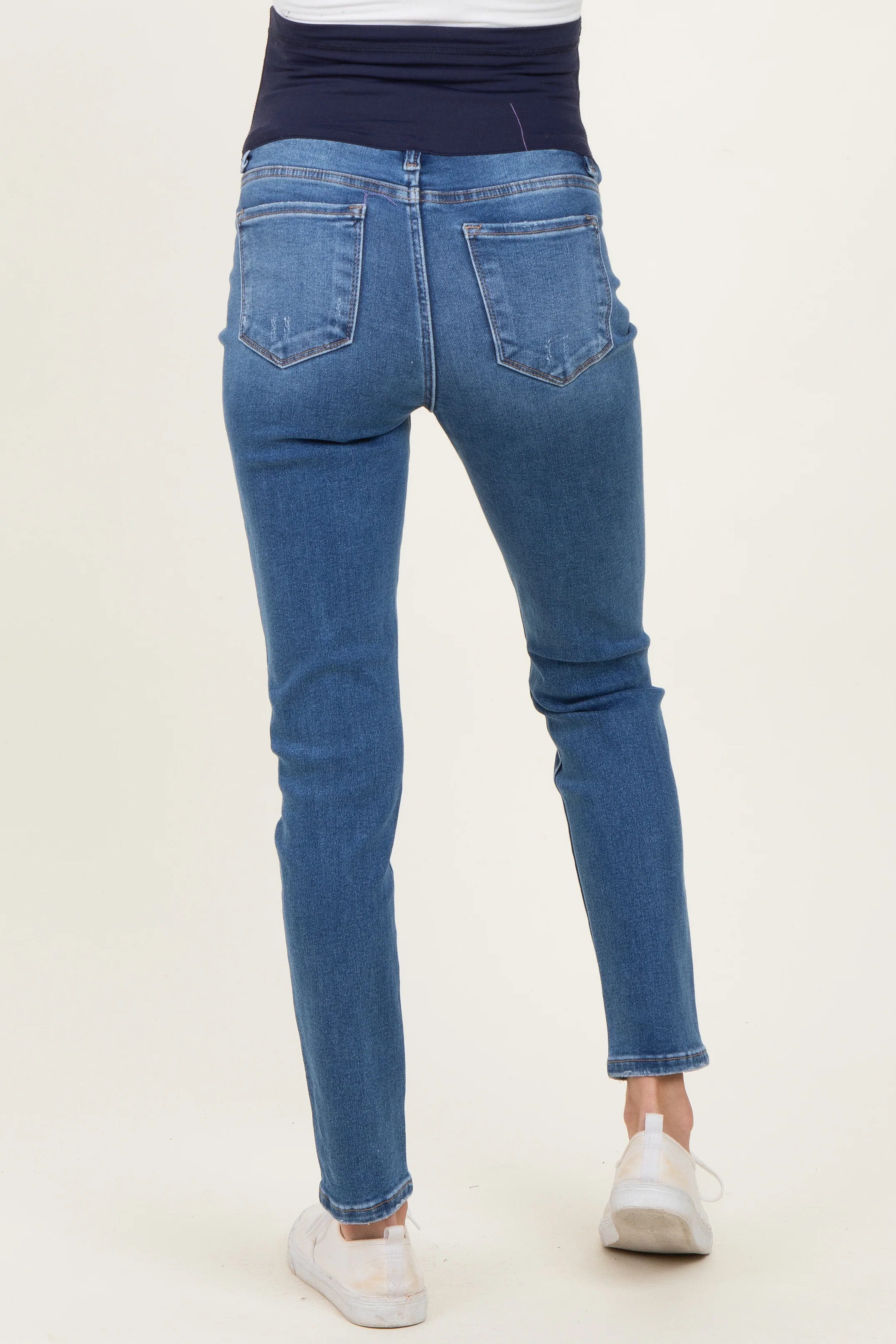Navy Dark Wash Maternity Skinny Jeans - Image 4
