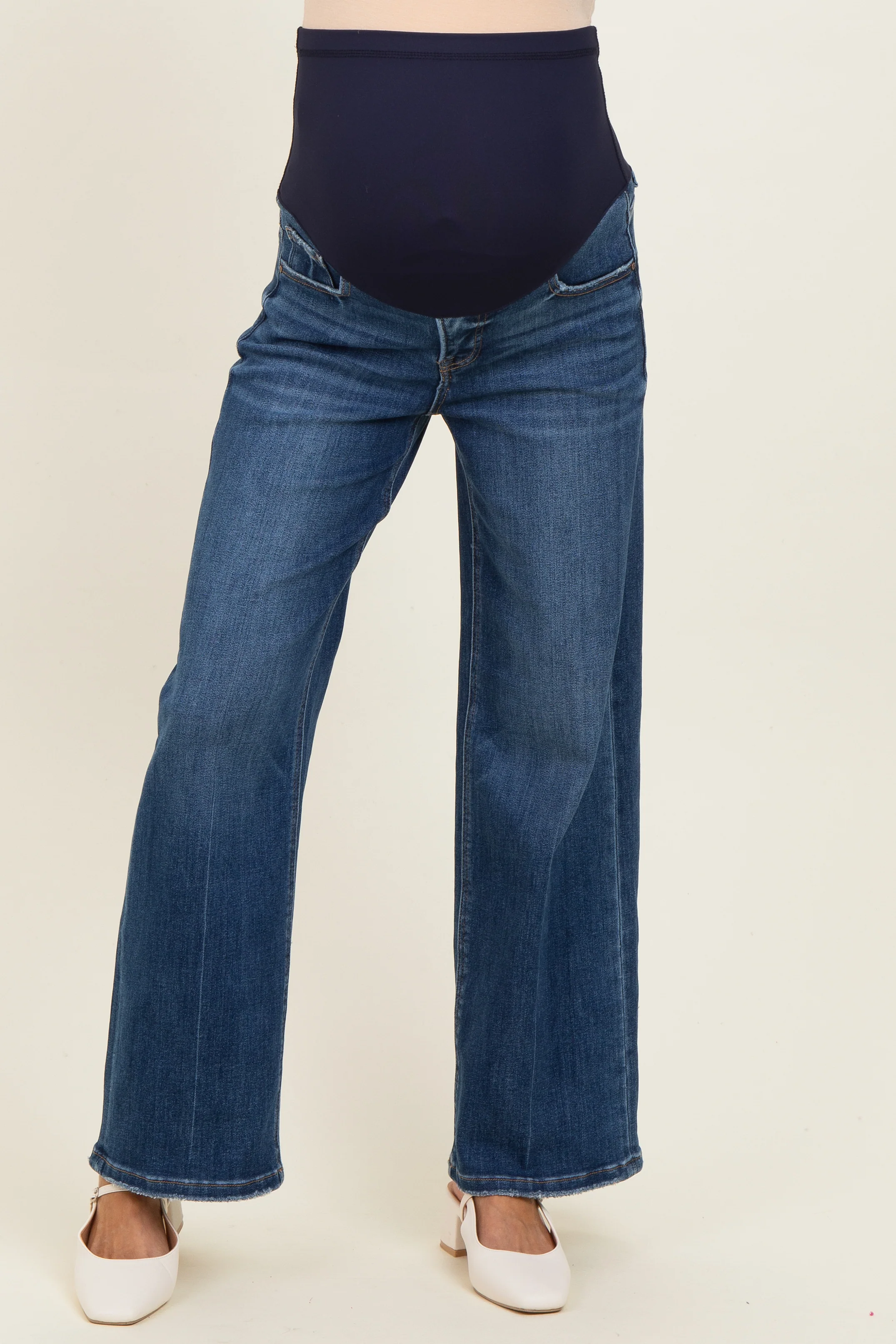 Navy Dark Wash Straight Leg Maternity jeans - Image 2