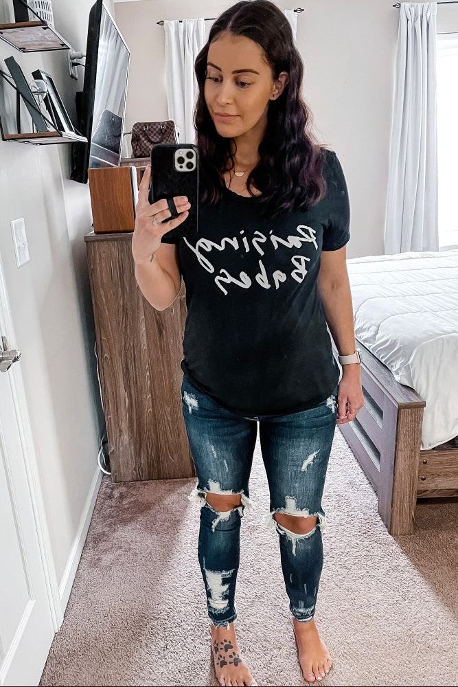 Navy Distressed Raw Cut Maternity Skinny Jeans - Image 6