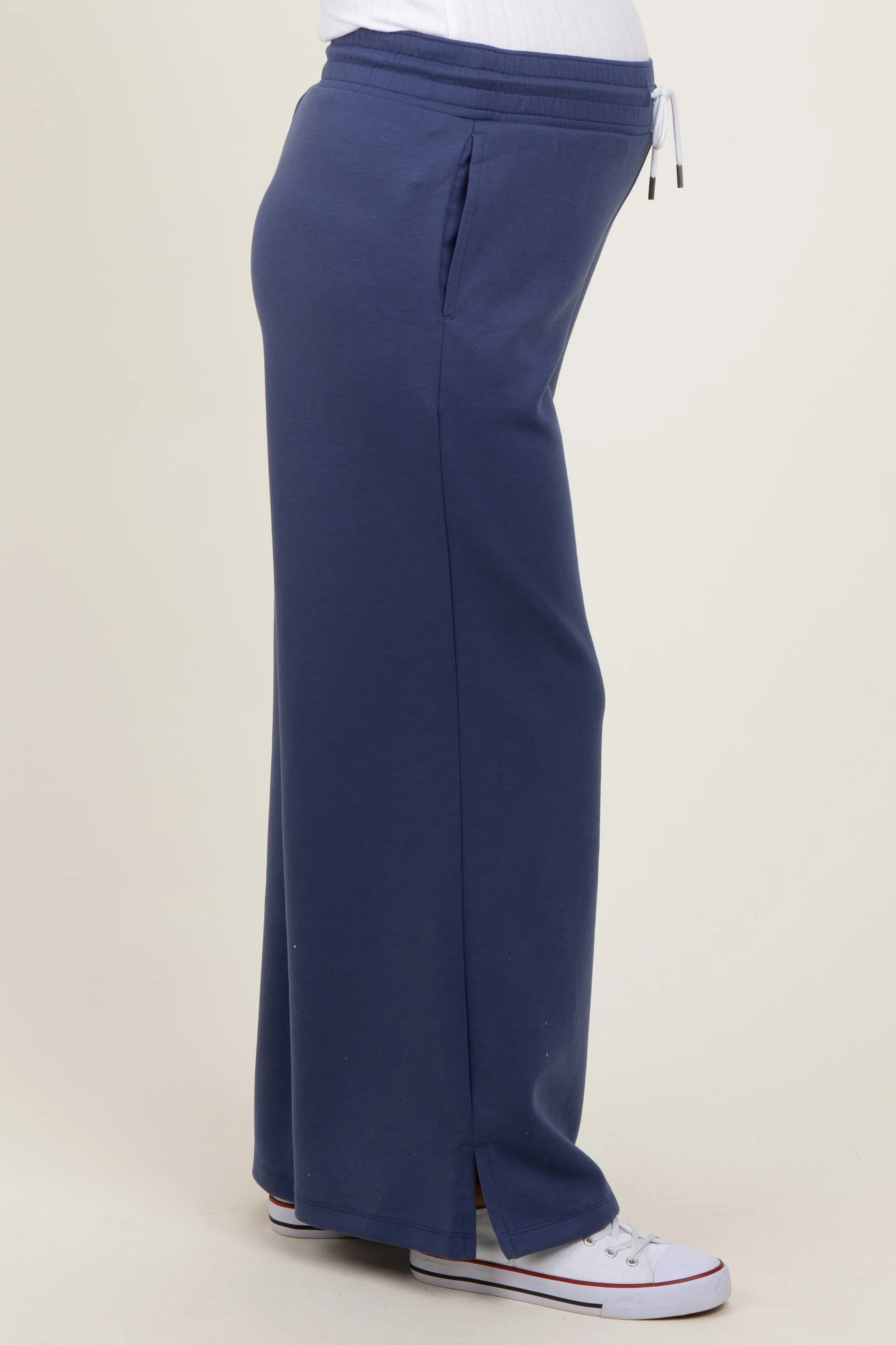 Navy Drawstring Maternity Lounge Pants - Image 4