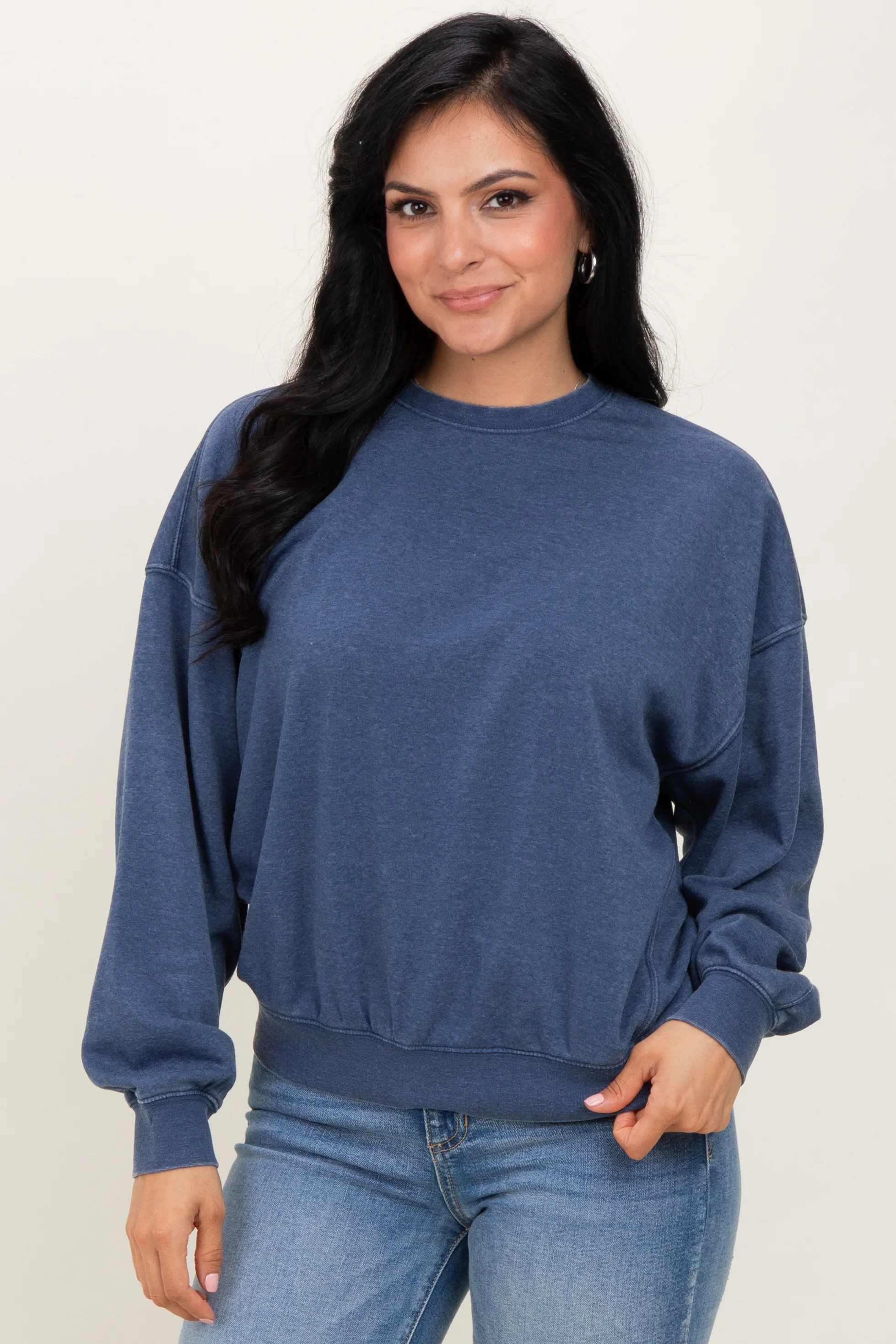 Navy Long Sleeve Maternity Sweatshirt - Image 5