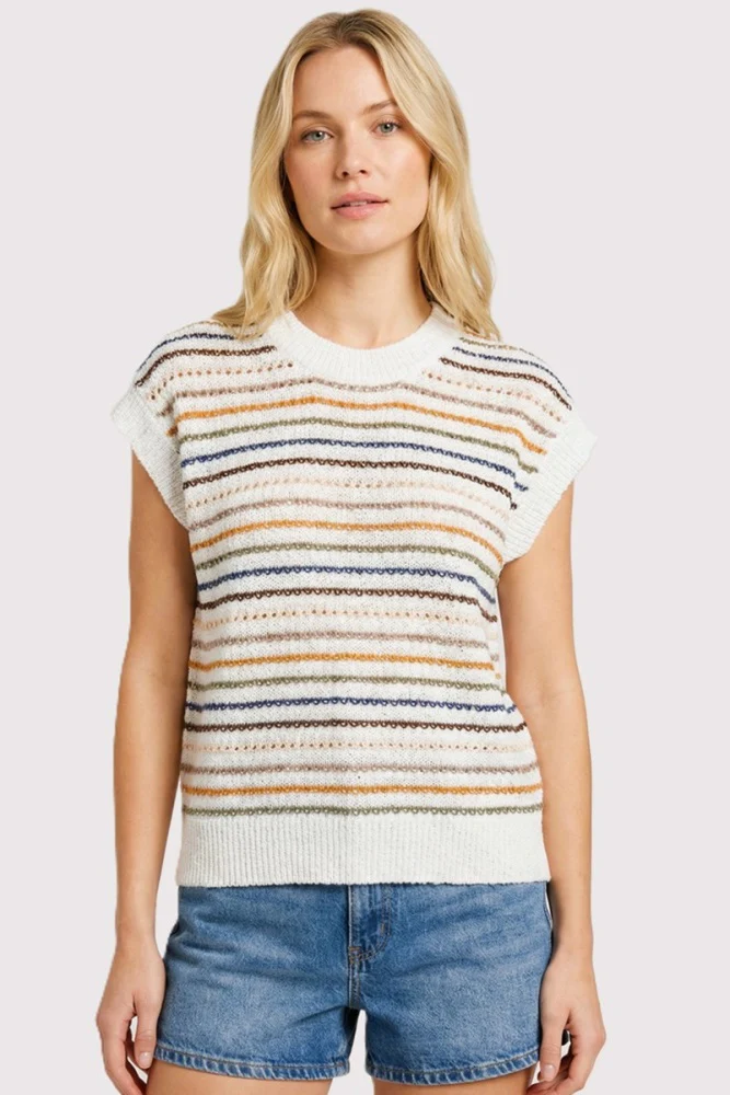 Navy Multicolor Striped Maternity Sweater Top - Image 5