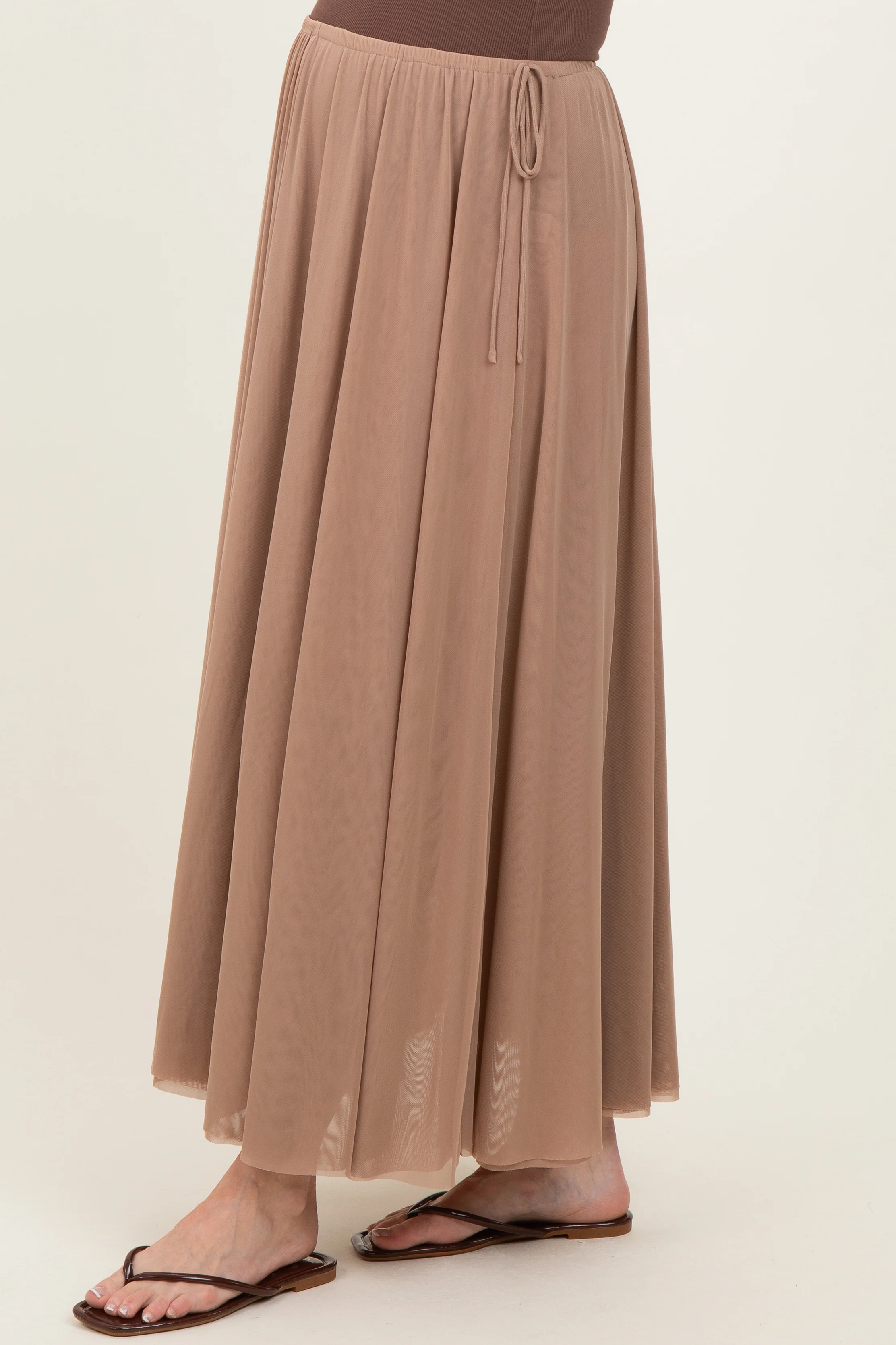 Oatmeal Mesh Maternity Maxi Skirt - Image 3