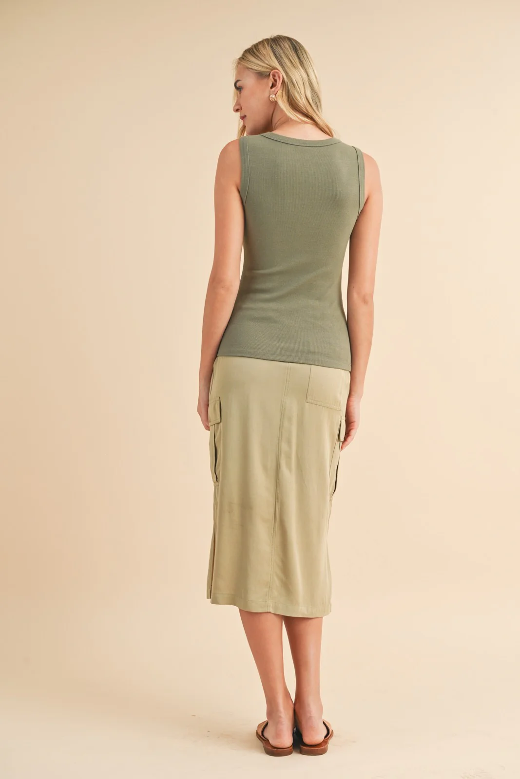 Olive Basic Ribbed Knit Tank - Image 4
