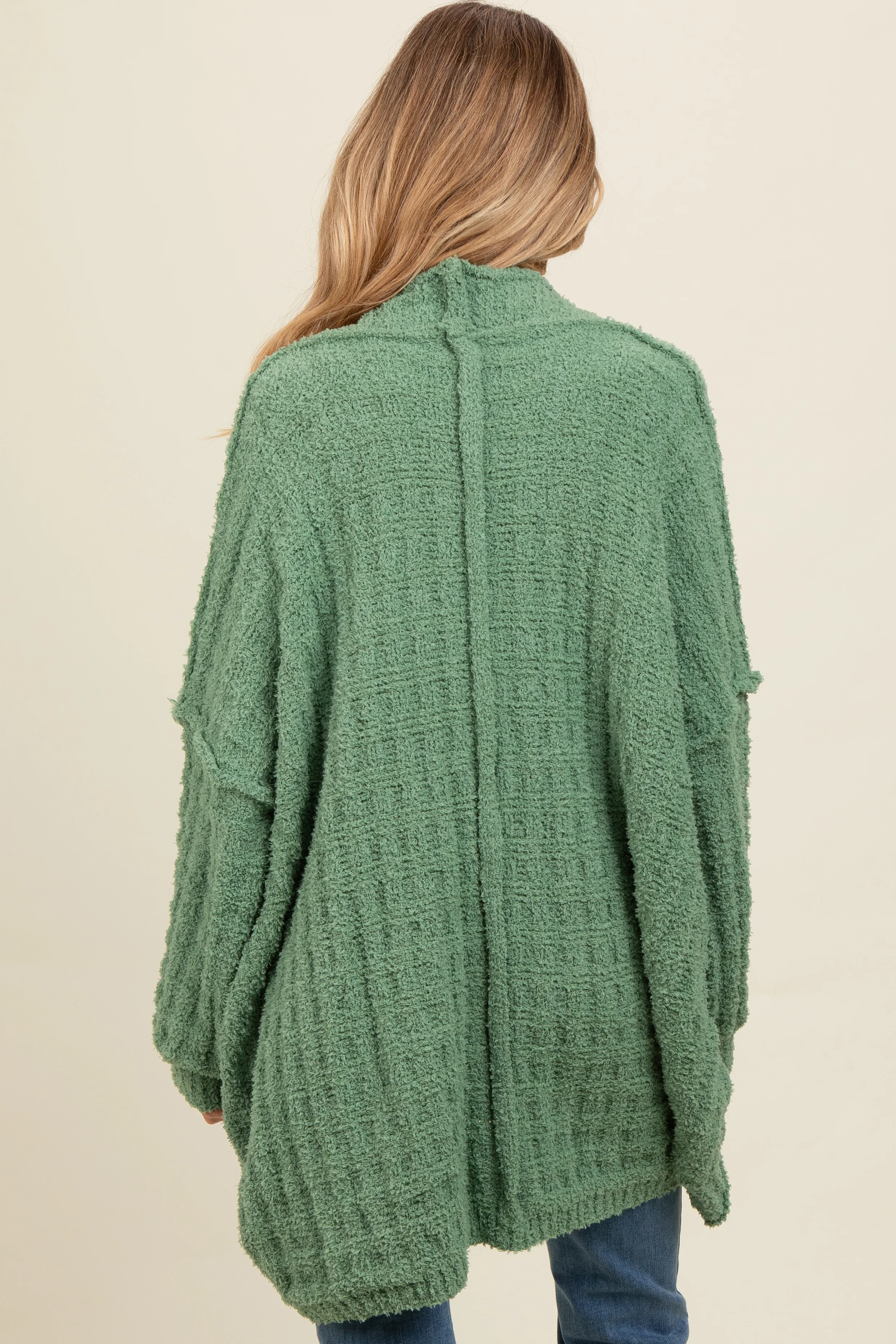 Olive Chunky Knit Dolman Maternity Cardigan - Image 4