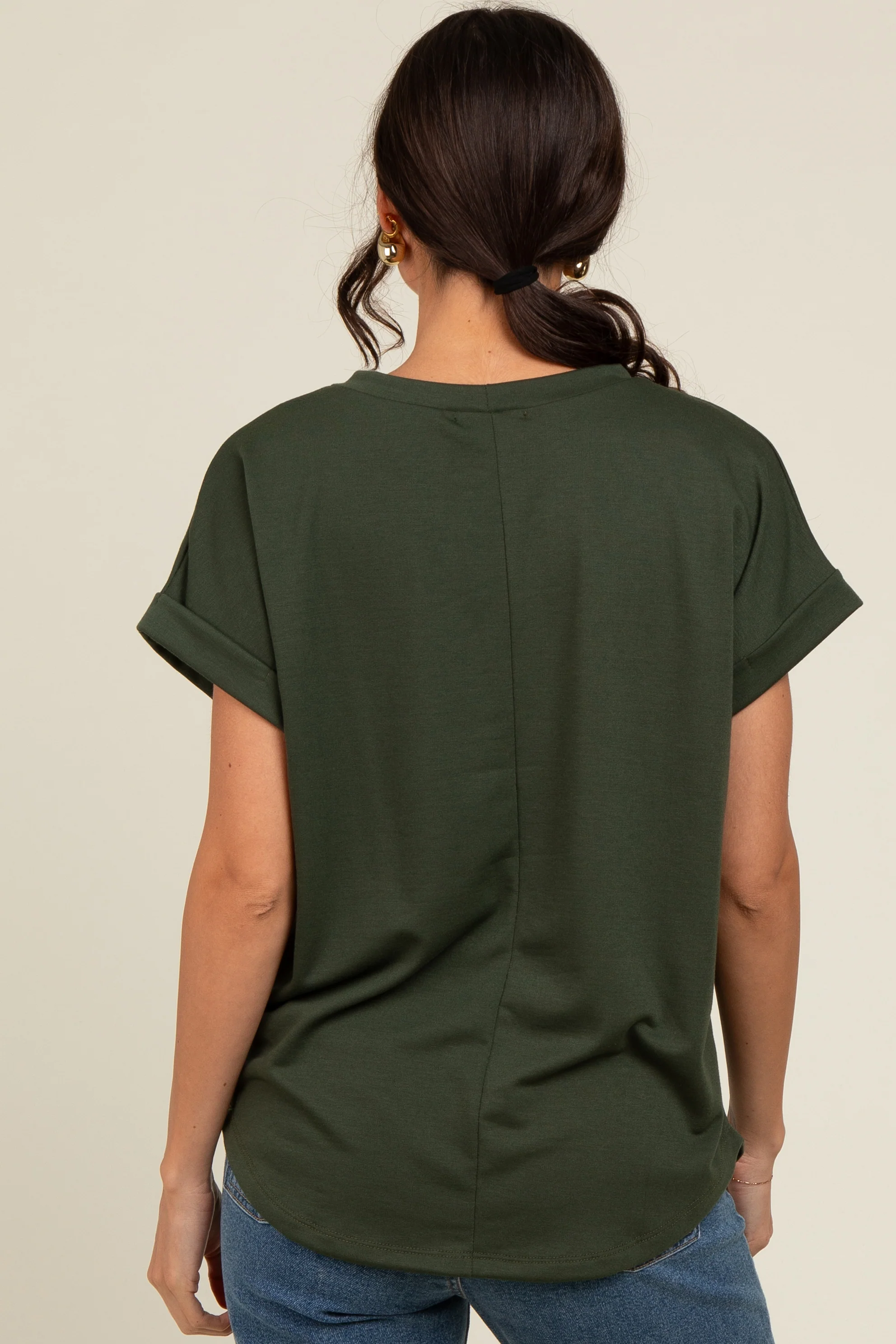 Olive Cuff Sleeve Top - Image 4