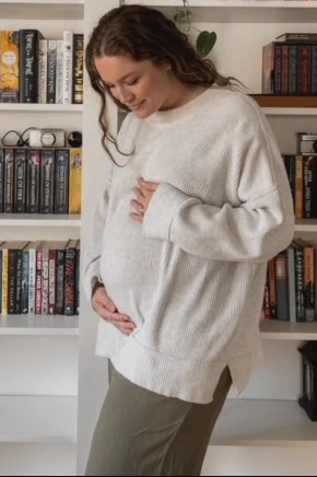 Olive Linen Frayed Hem Crop Maternity Pants - Image 6