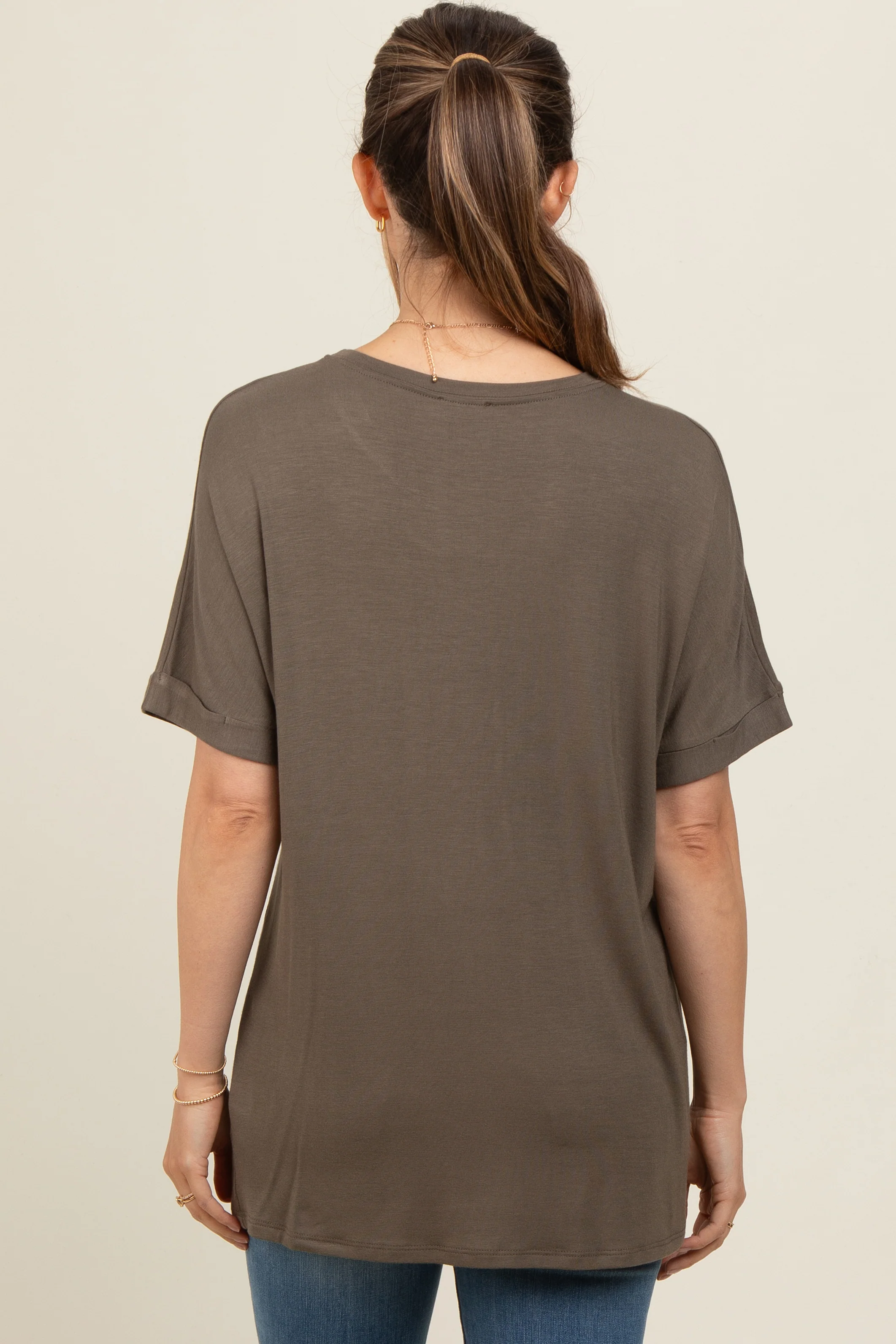 Olive Relaxed Fit Maternity T-Shirt - Image 4