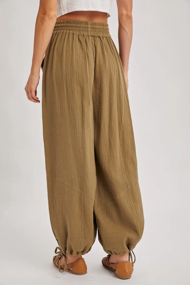 Olive Tie Hem Pants - Image 4