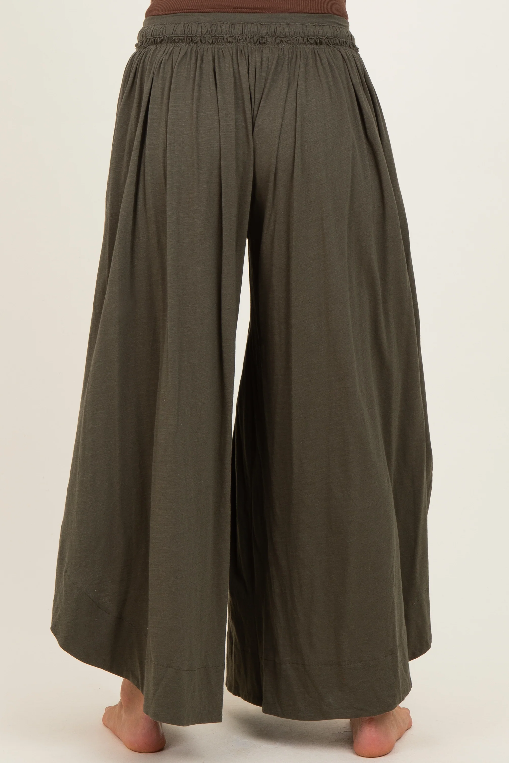 Olive Tulip Hem Super Wide Leg Maternity Pants - Image 4