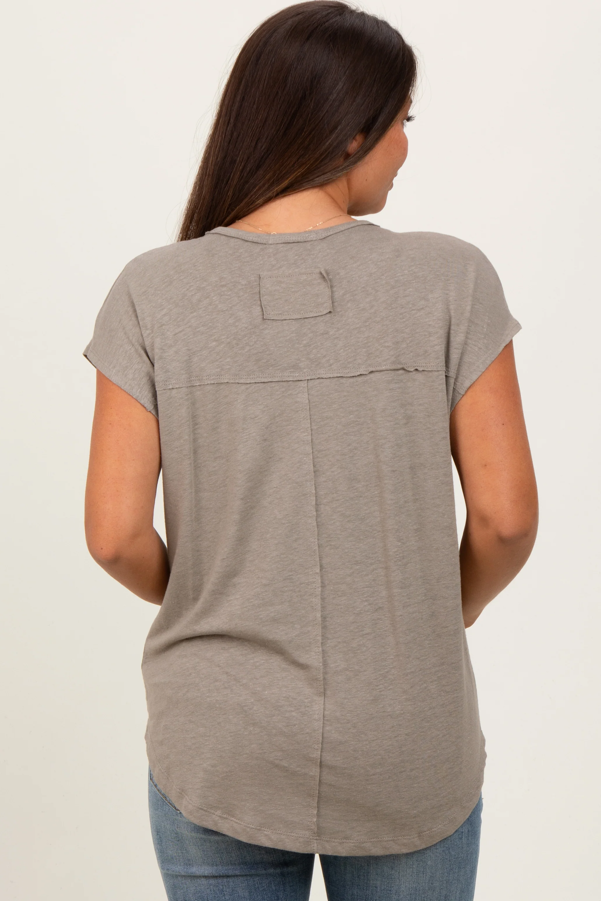 Olive V-Neck Maternity Top - Image 4