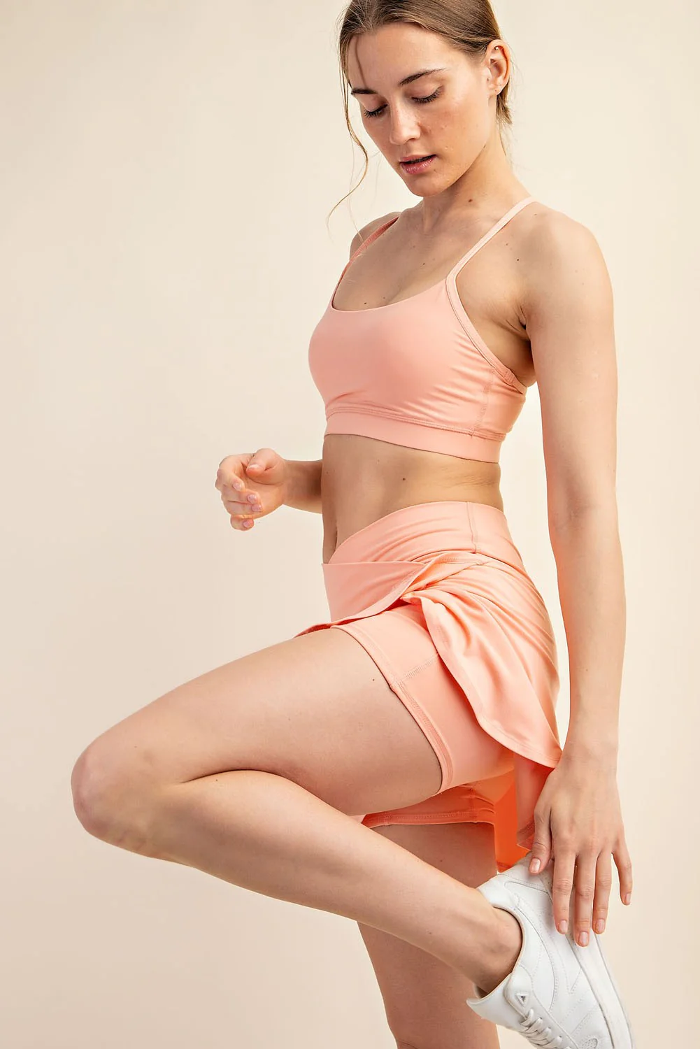 Peach Crossover V-Waist Maternity Skort - Image 6