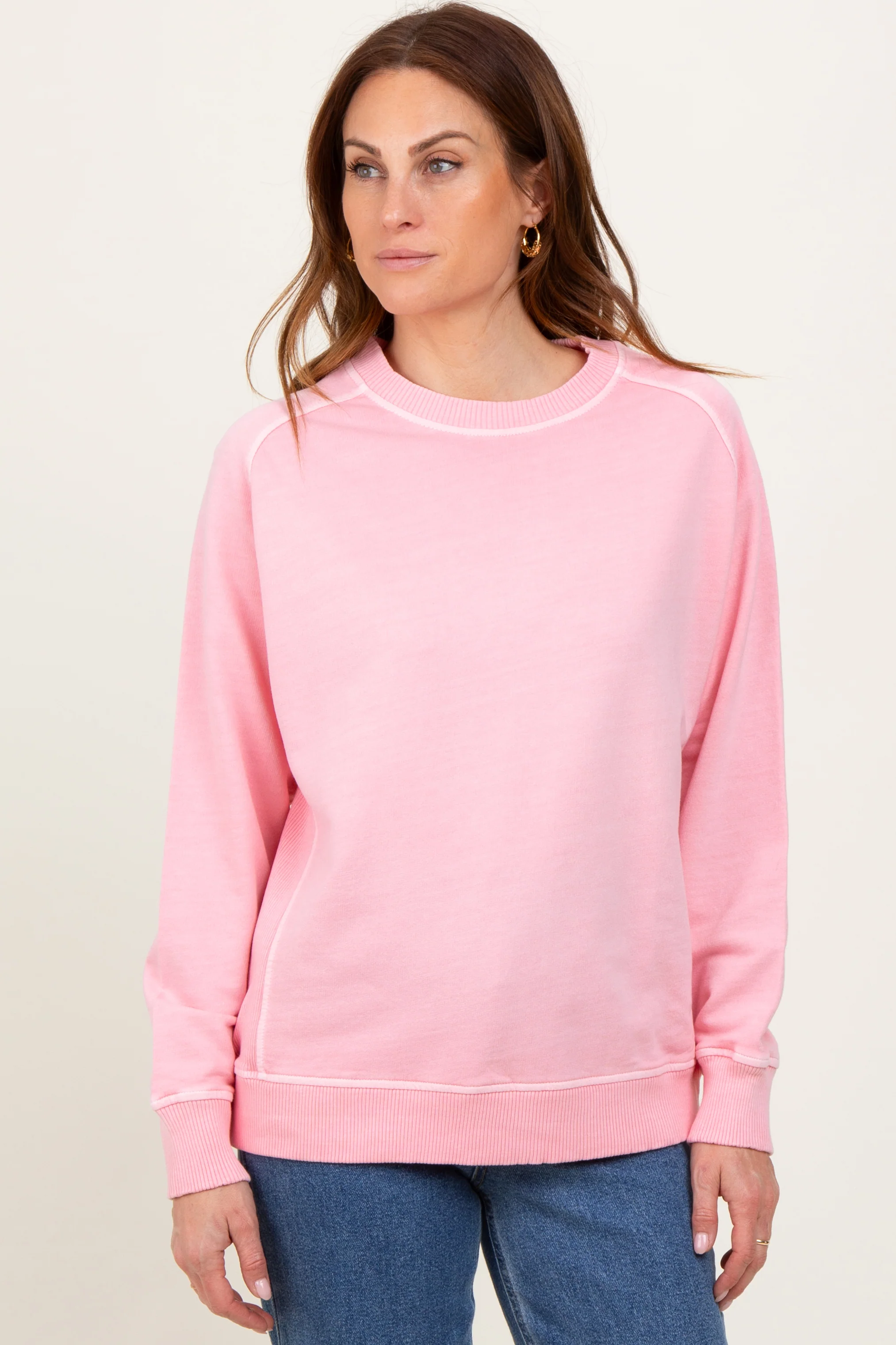 Peach French Terry Vintage Wash Maternity Pullover - Image 5