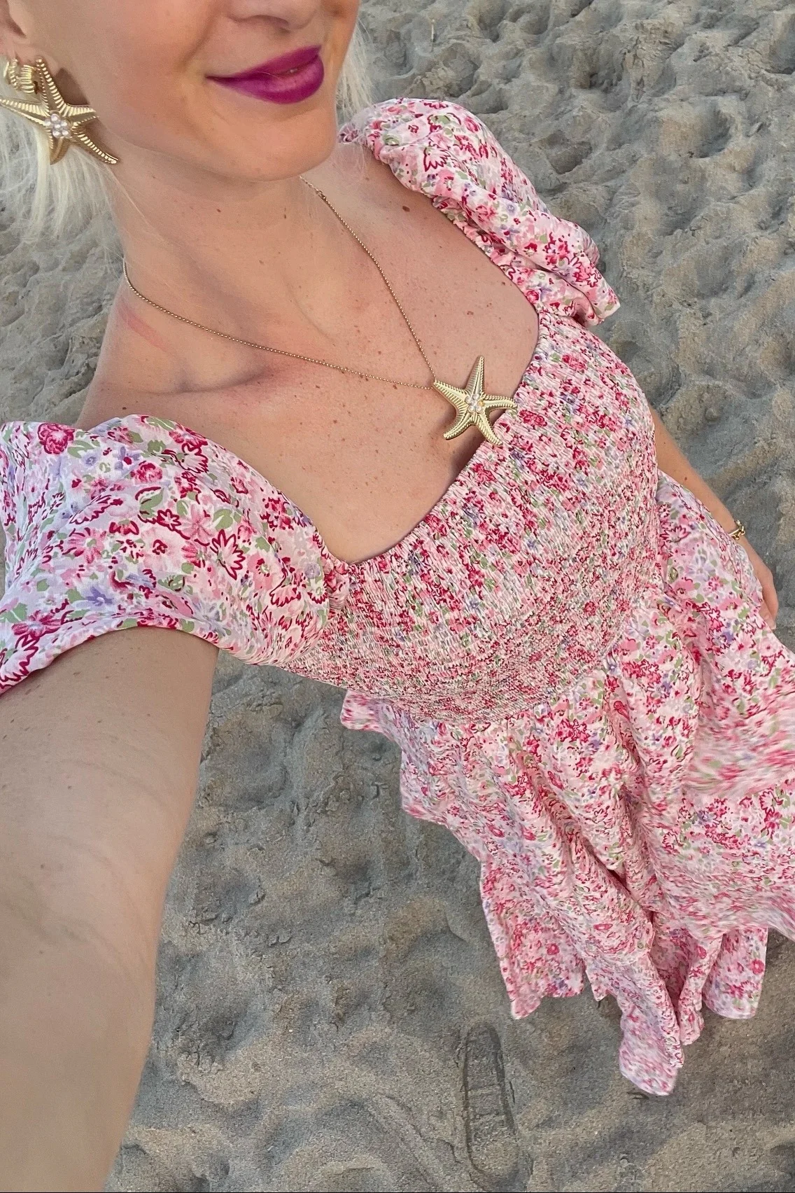 Pink Floral Square Neck Ruffle Layered Maxi Dress - Image 13