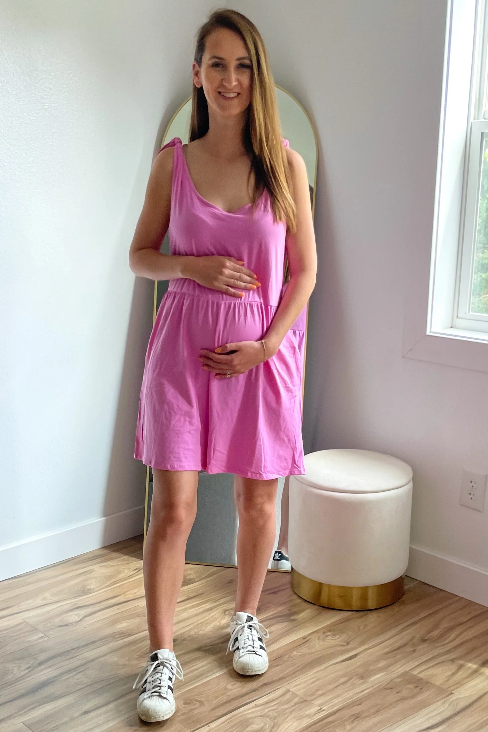 Pink Knot Strap Maternity Romper - Image 6