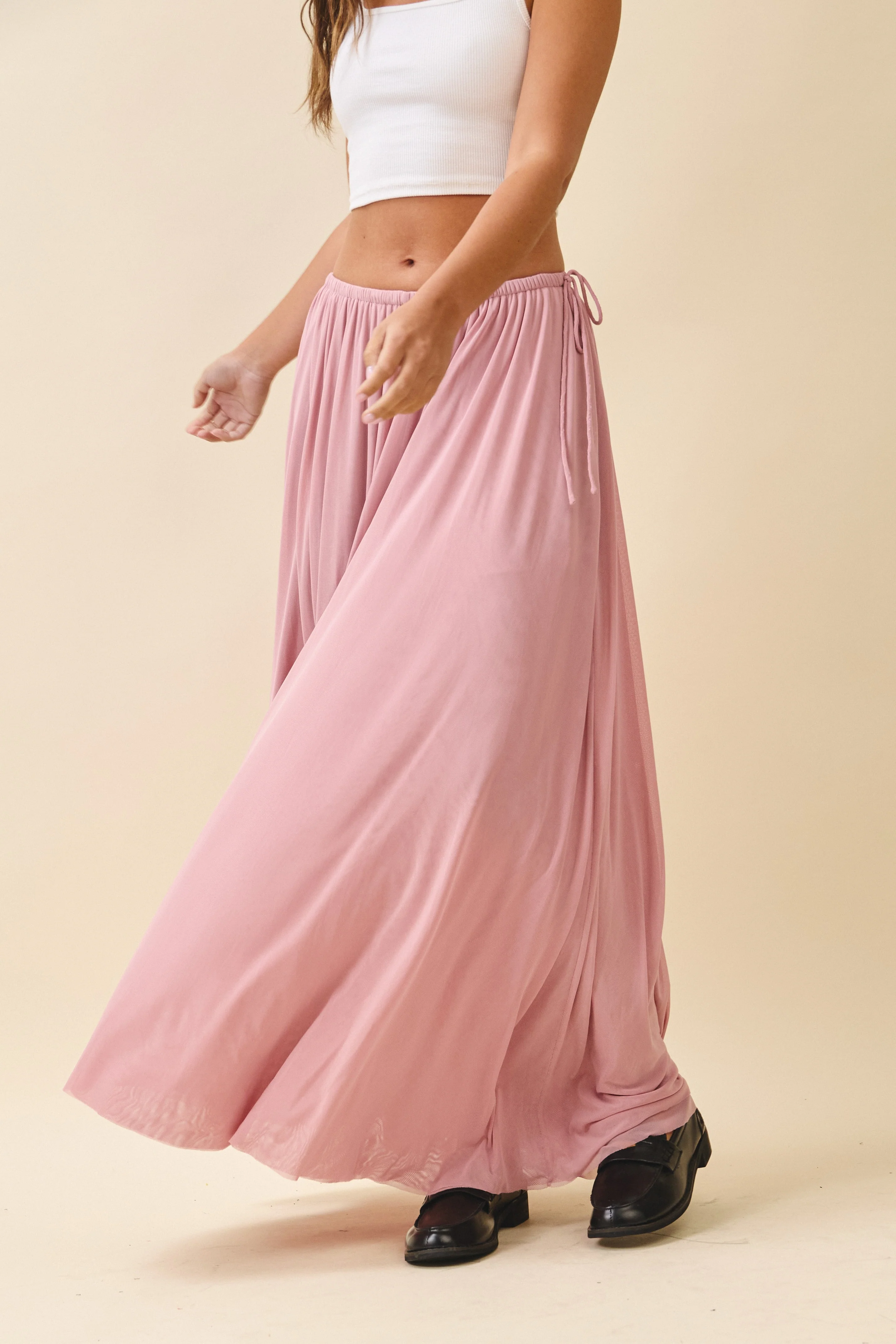 Pink Mesh Maxi Skirt - Image 4