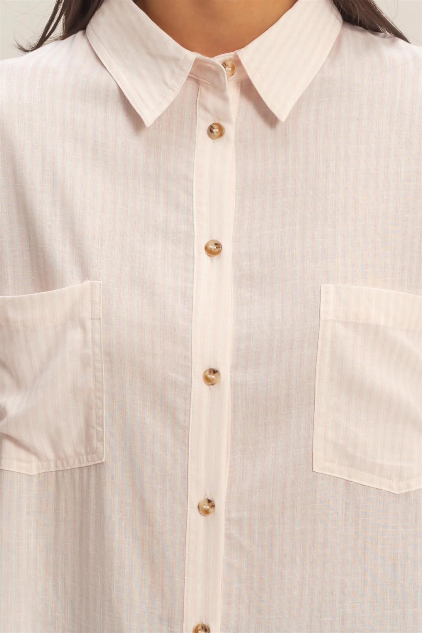 Pink Oversized Striped Button-Up Shirt - Image 5